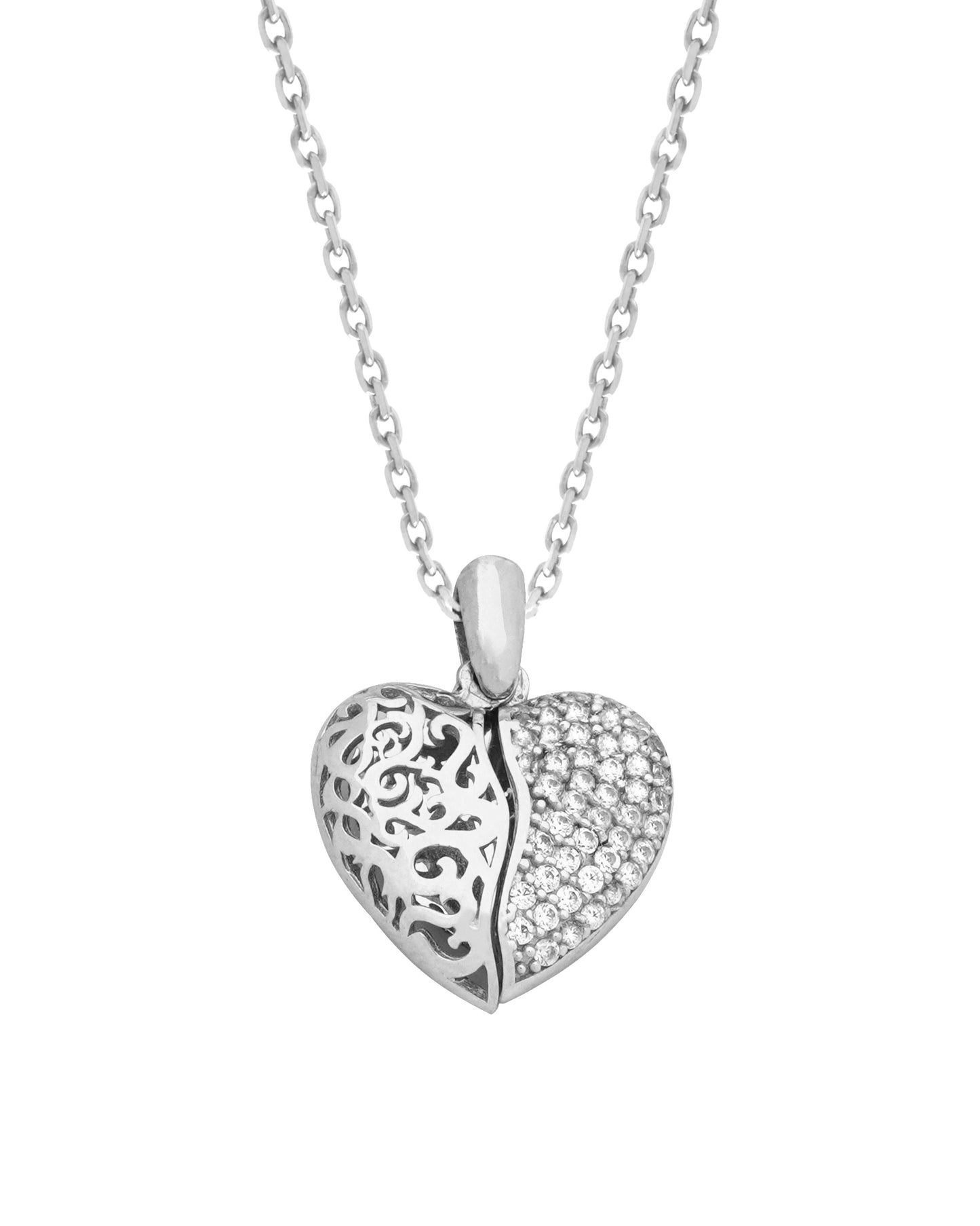 925 Silver Personalized Custom Heart Name Necklace (Silver)