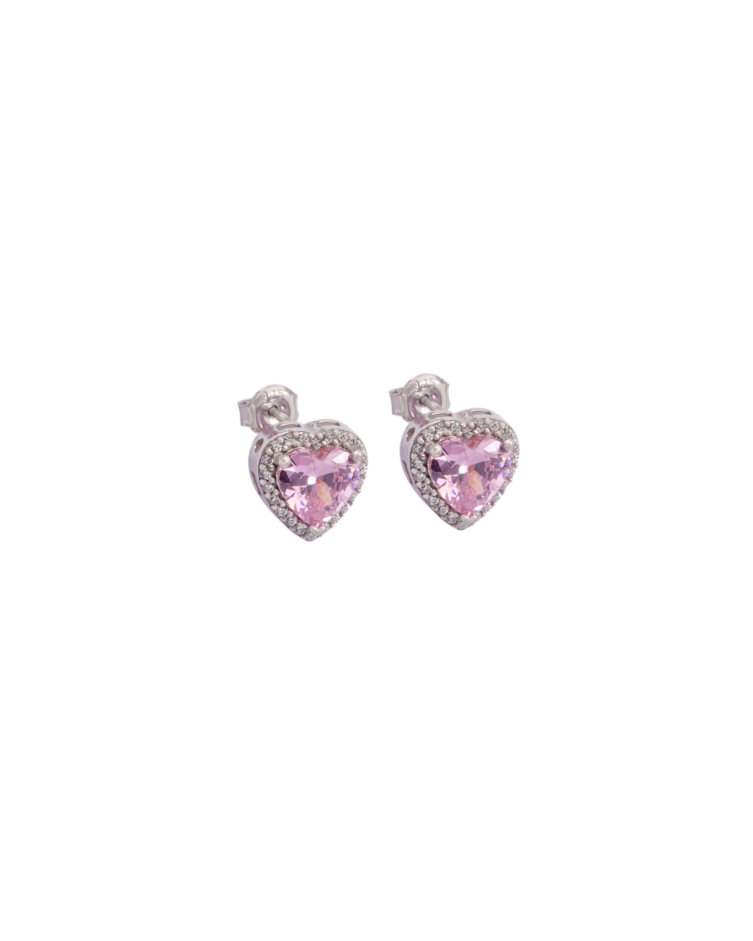 925 Silver Pink Heart Jewelry Set (Silver) - Leona Jewelry