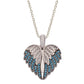 925 Silver Personalized Custom Angel Wings Name Necklace (Blue Stones)