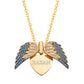 925 Silver Personalized Custom Angel Wings Name Necklace (Blue Stones)