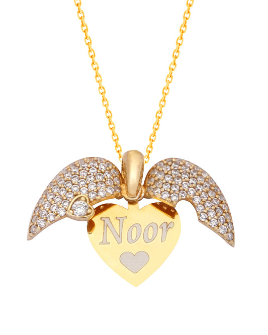 925 Silver Personalized Custom Golden Heart Name Necklace