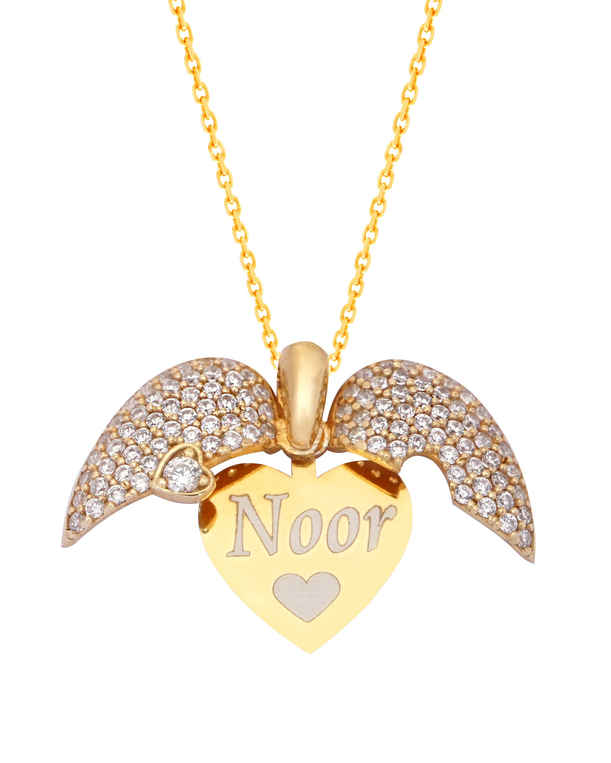 925 Silver Personalized Custom Golden Heart Name Necklace - Leona Jewelry
