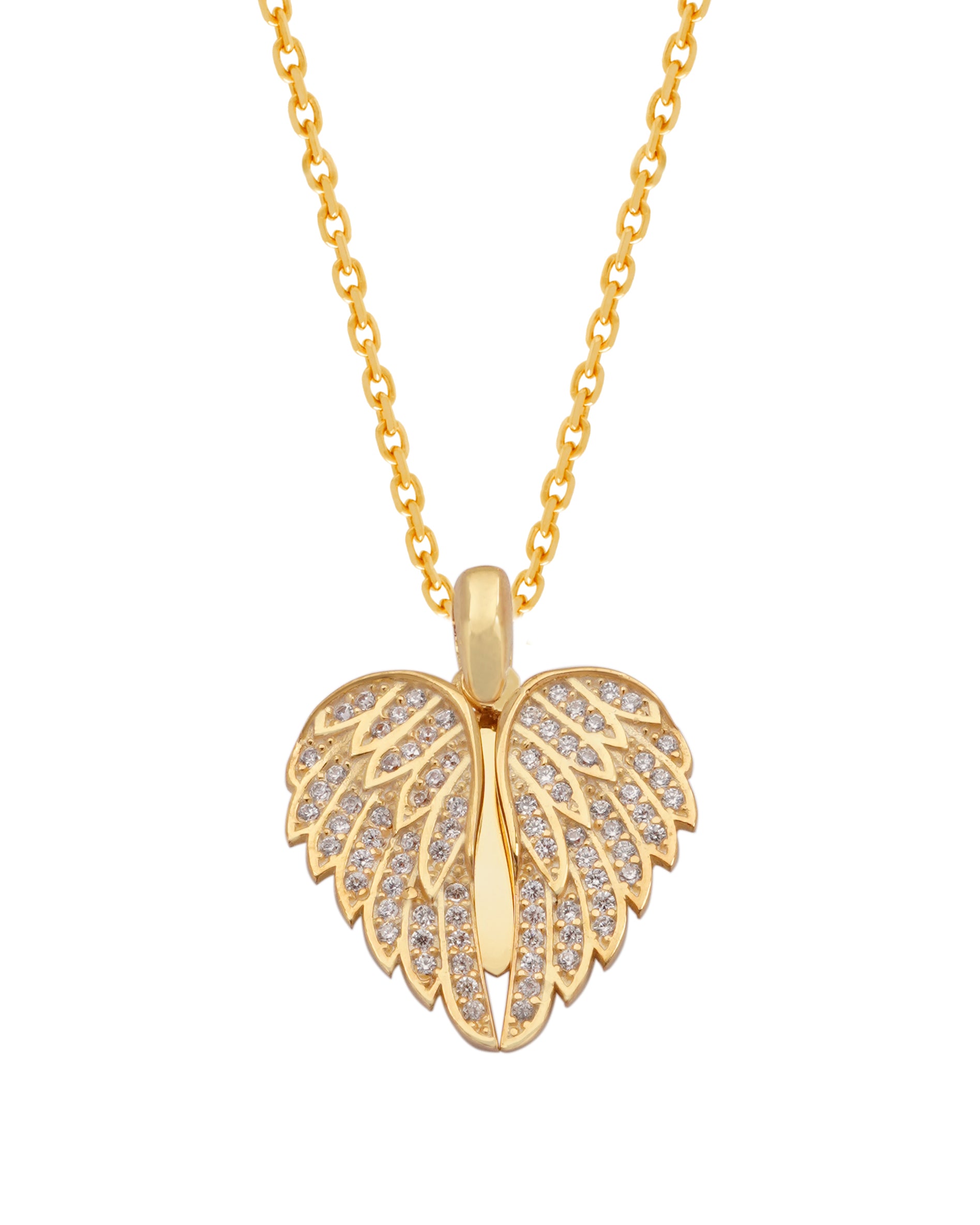 925 Silver Personalized Custom Angel Wings Name Necklace (White Stones) - Leona Jewelry