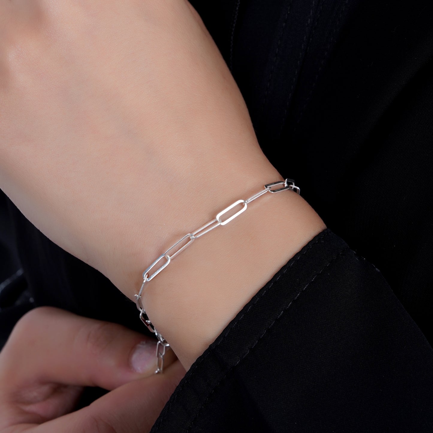 925 Silver Paperclip Bracelet (Silver)