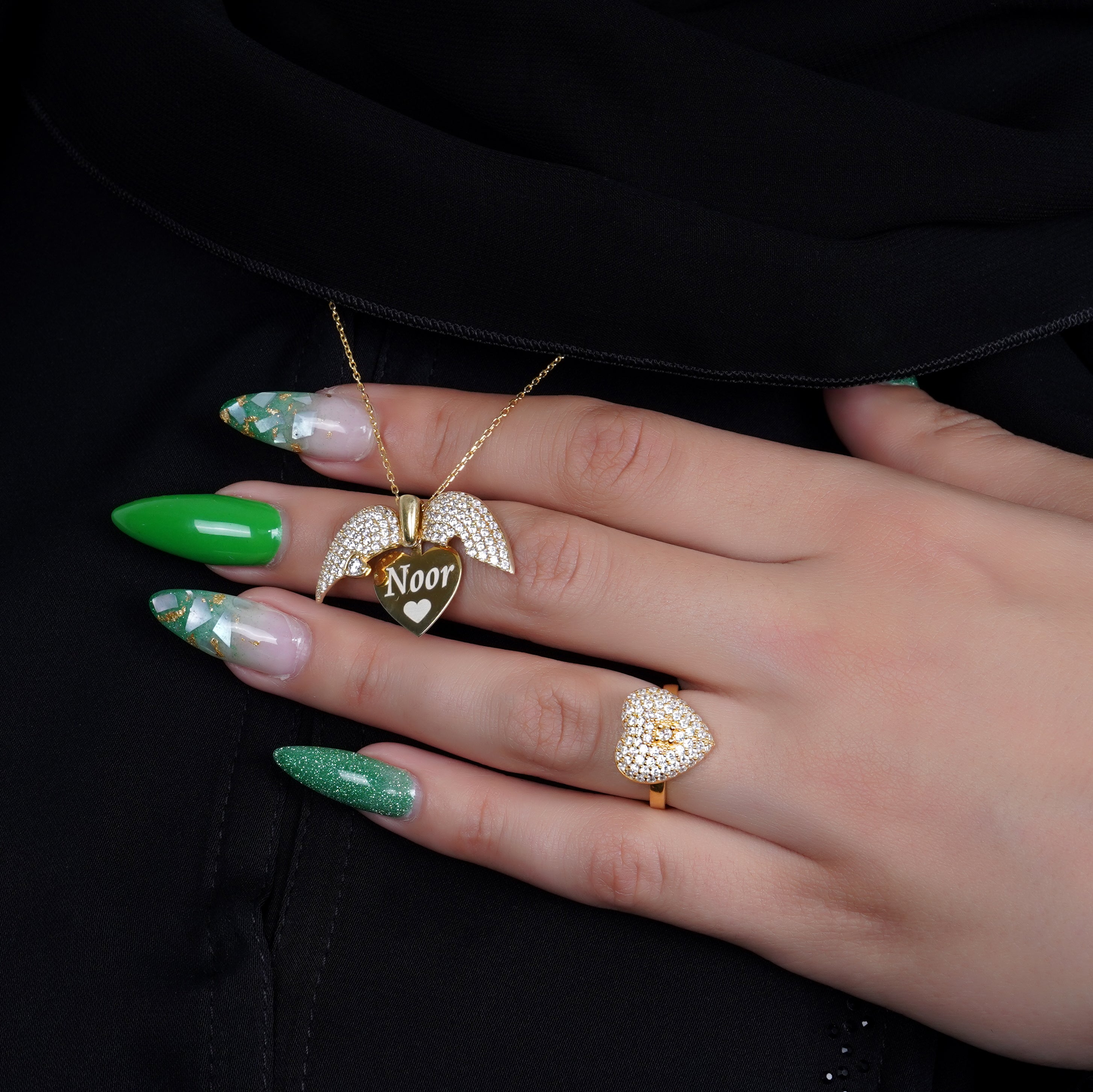 925 Silver Personalized Custom Love Heart Jewelry Set - Leona Jewelry