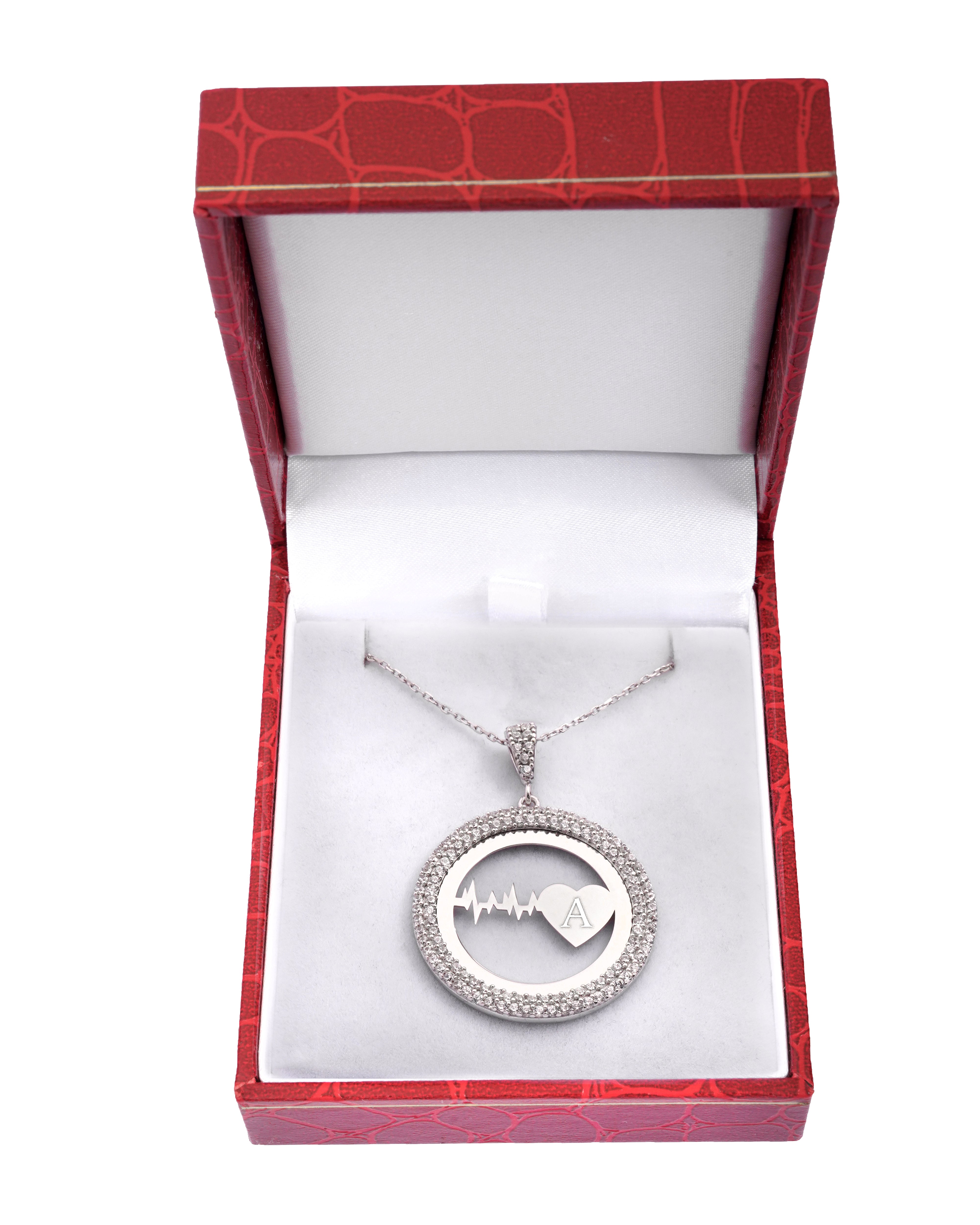 925 Silver Personalized Custom Heartbeat Necklace (Silver) - Leona Jewelry