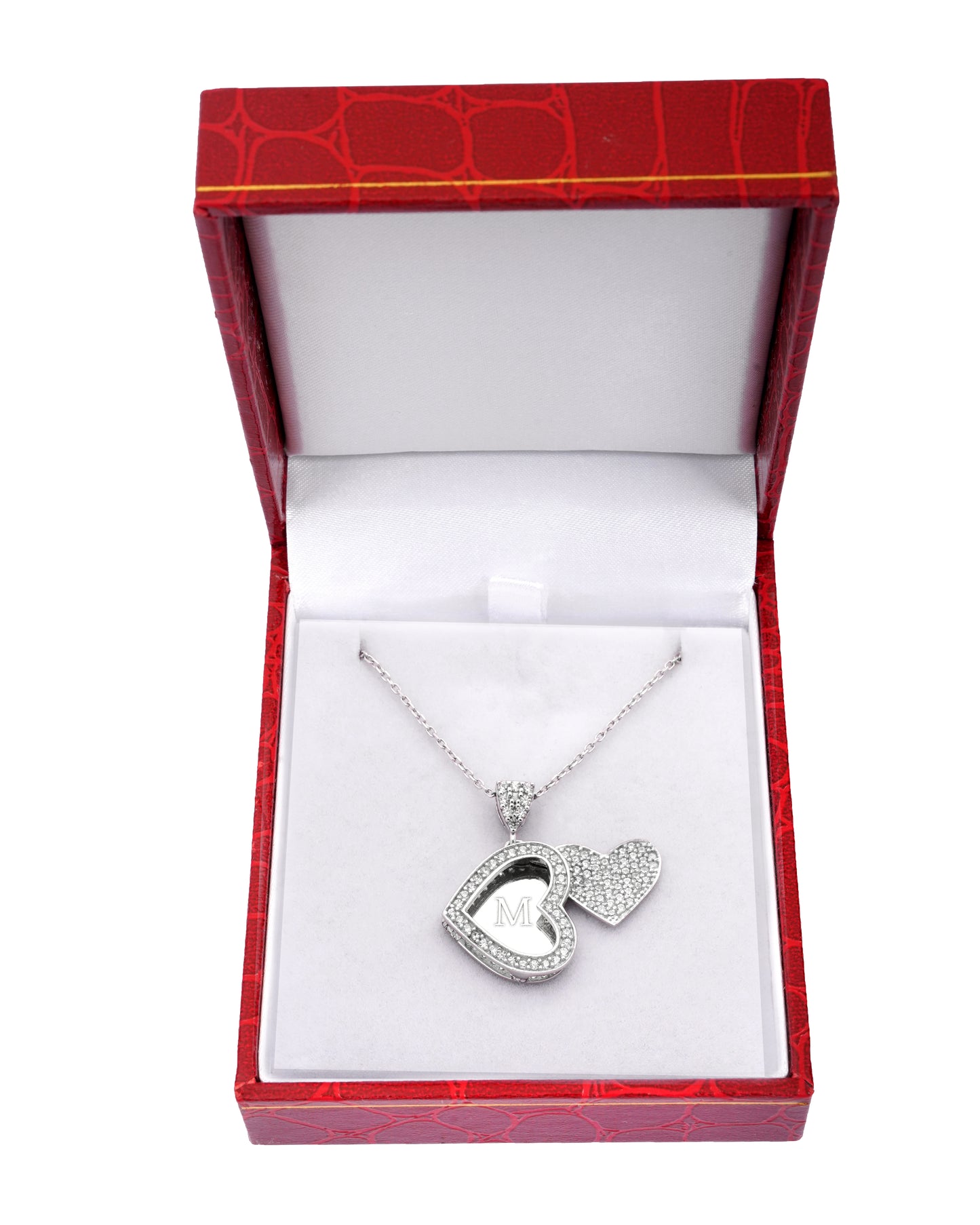 925 Silver Personalized Custom Heart Name Necklace (Silver)