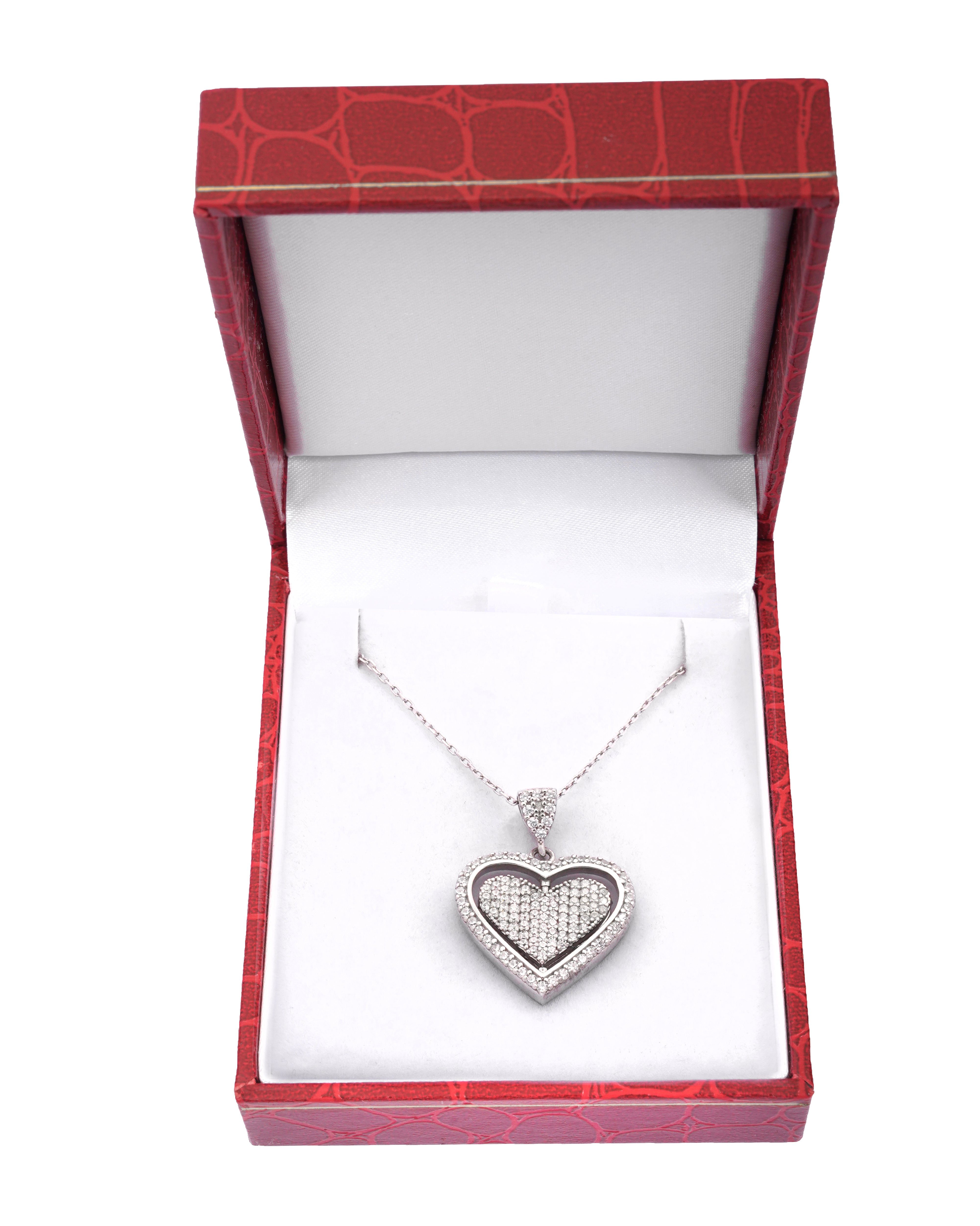 925 Silver Personalized Custom Rotating Heart Name Necklace (Silver) - Leona Jewelry