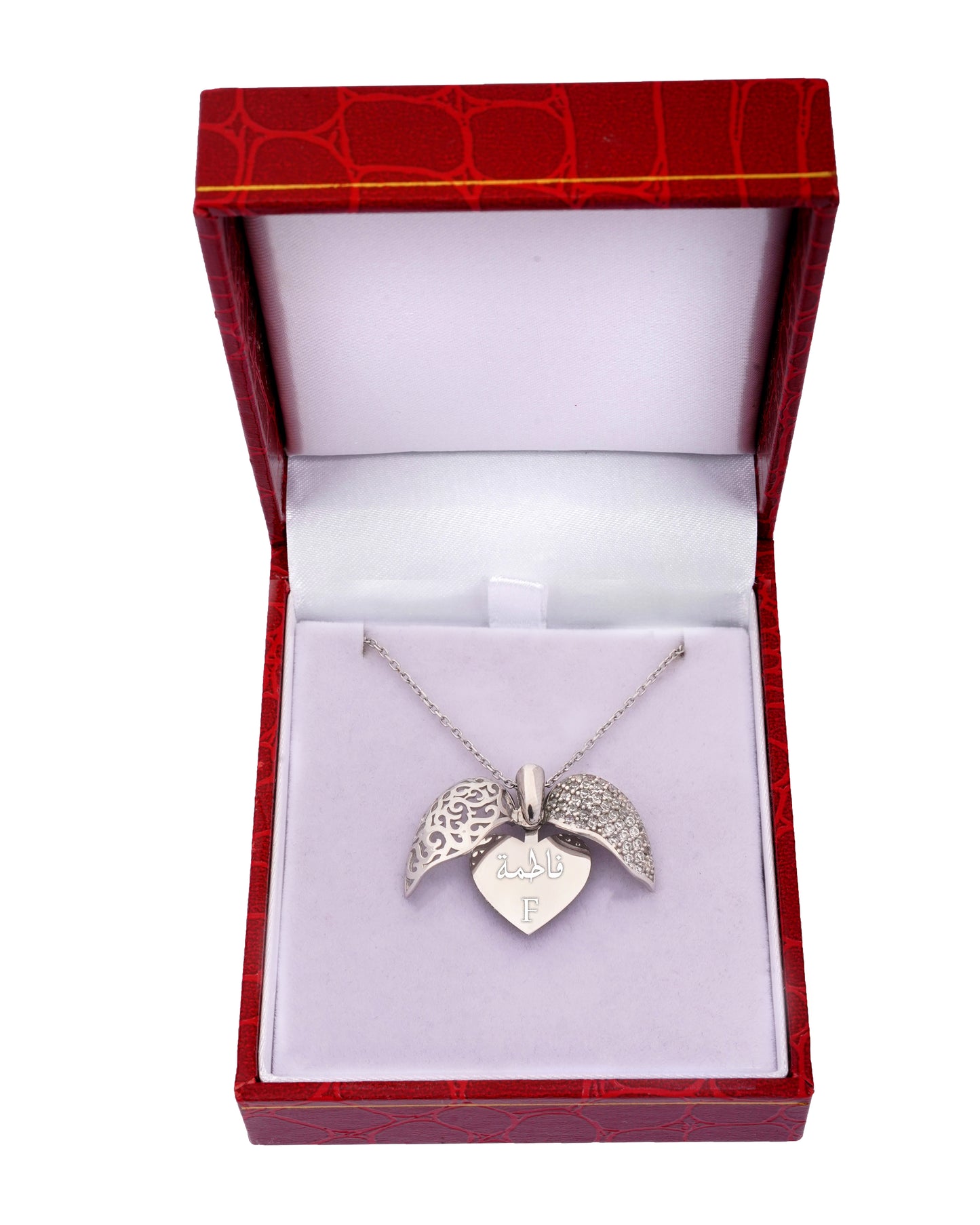 925 Silver Personalized Custom Heart Name Necklace (Silver)