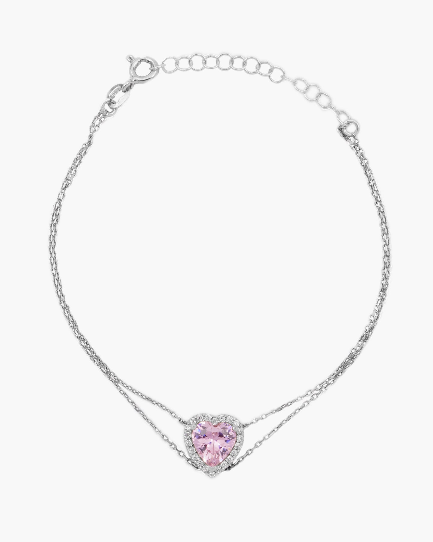 925 Silver Pink Heart Jewelry Set (Silver)