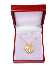 18K Pure Gold Personalized Custom Angel Wings Name Necklace (White Stones)