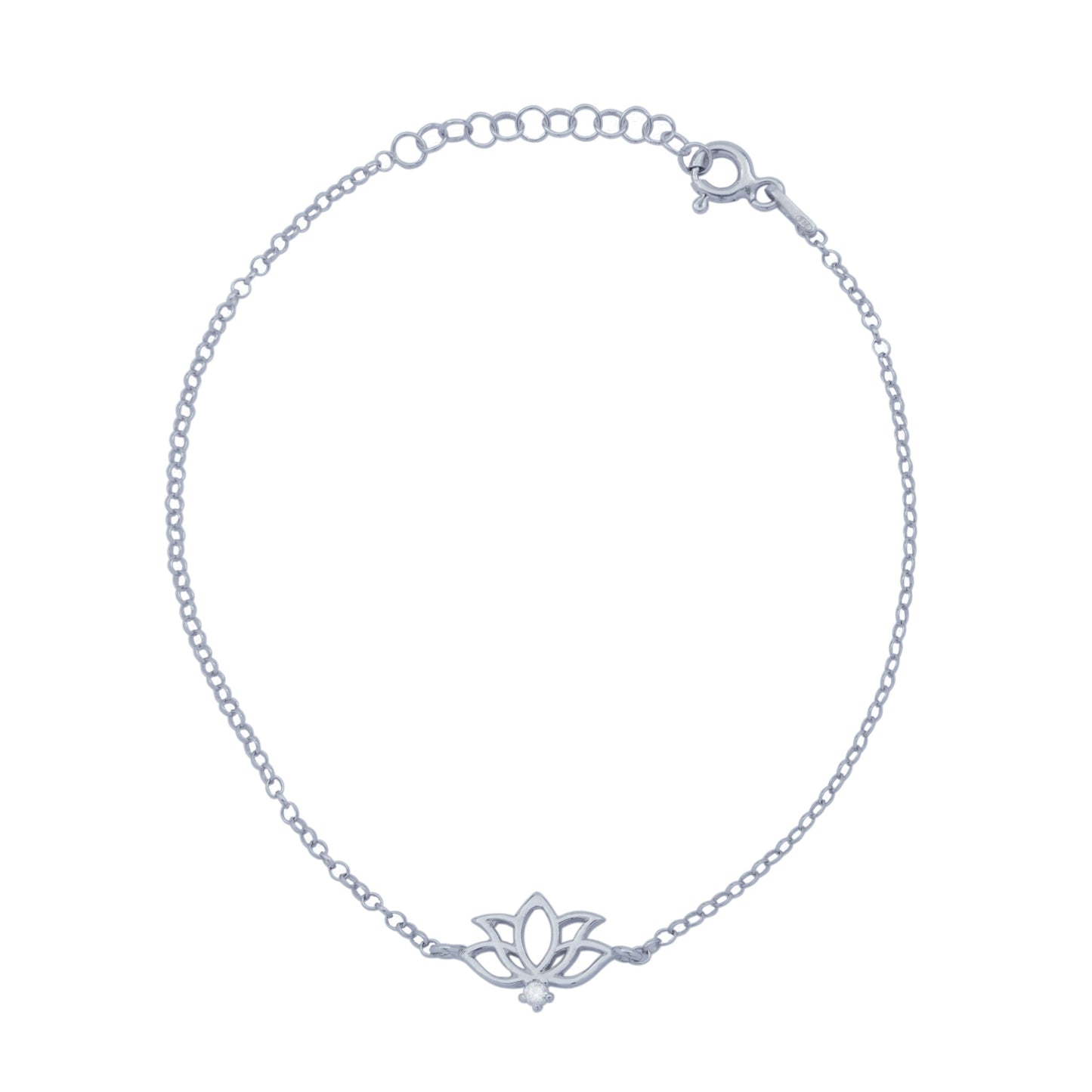 925 Silver Dainty Lotus Bracelet (Silver)