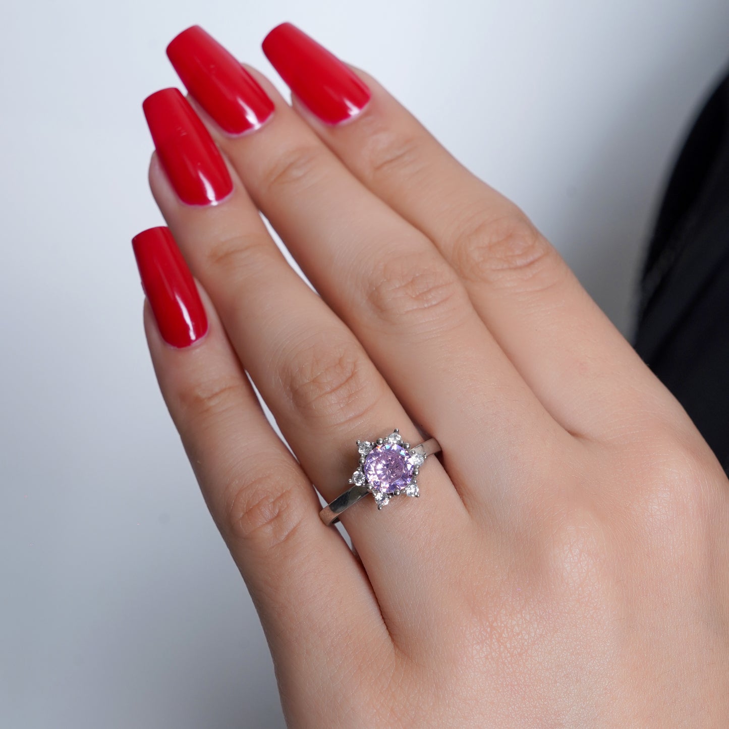 925 Silver Pink Star Ring