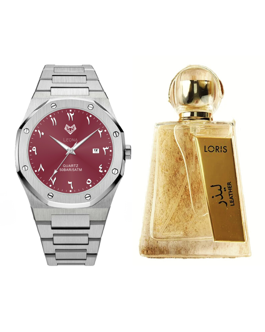 Royal Men's Watch Red + Leather Perfume - Gift Set