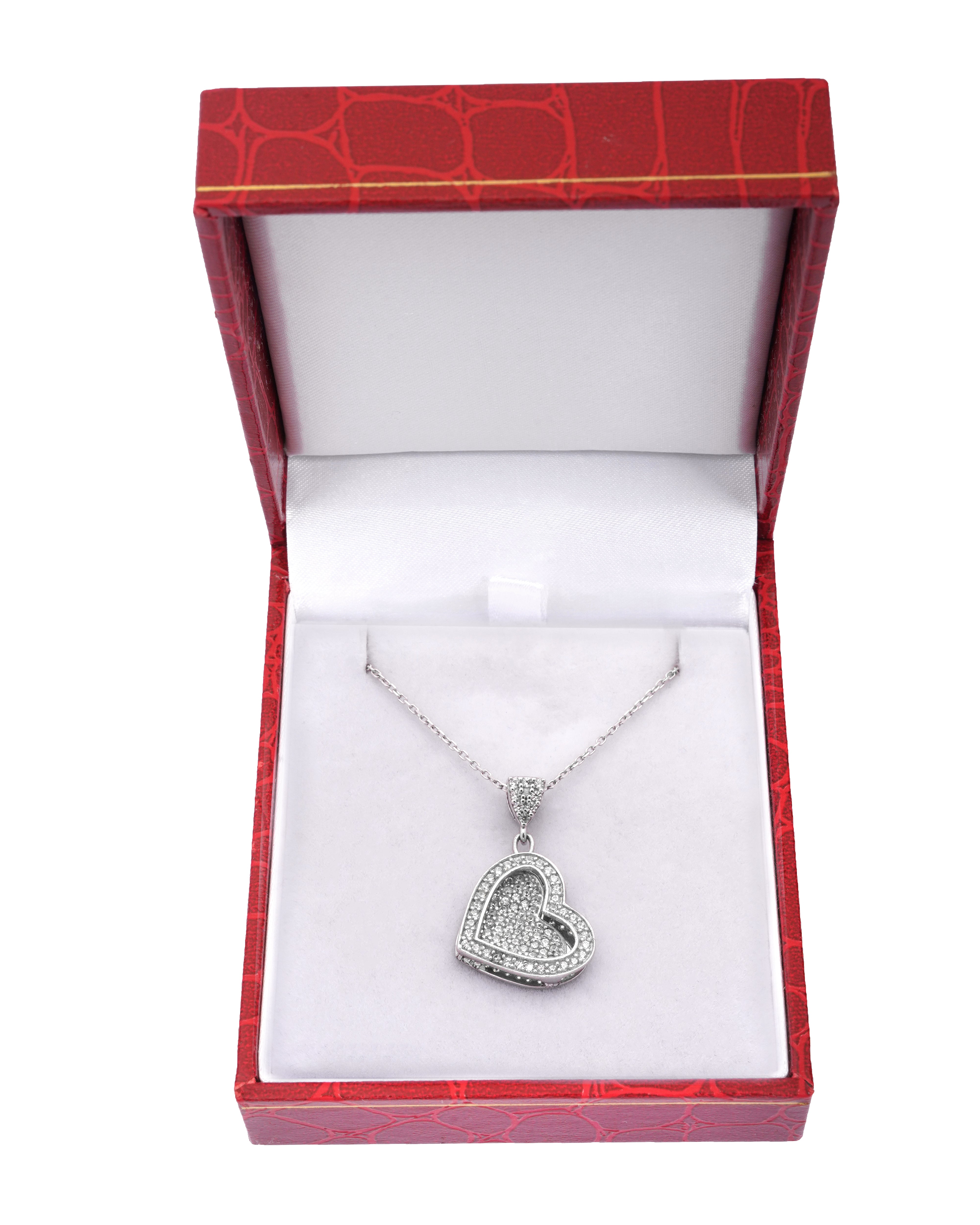 925 Silver Personalized Custom Heart Name Necklace (Silver) - Leona Jewelry