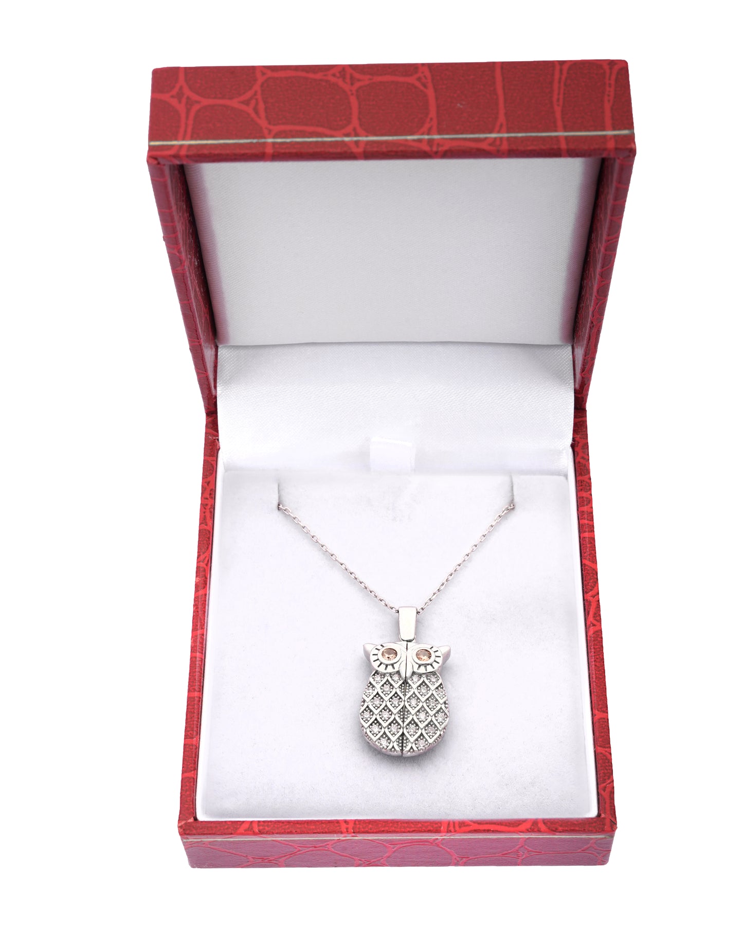 925 Silver Personalized Custom Owl Name Necklace (Silver)