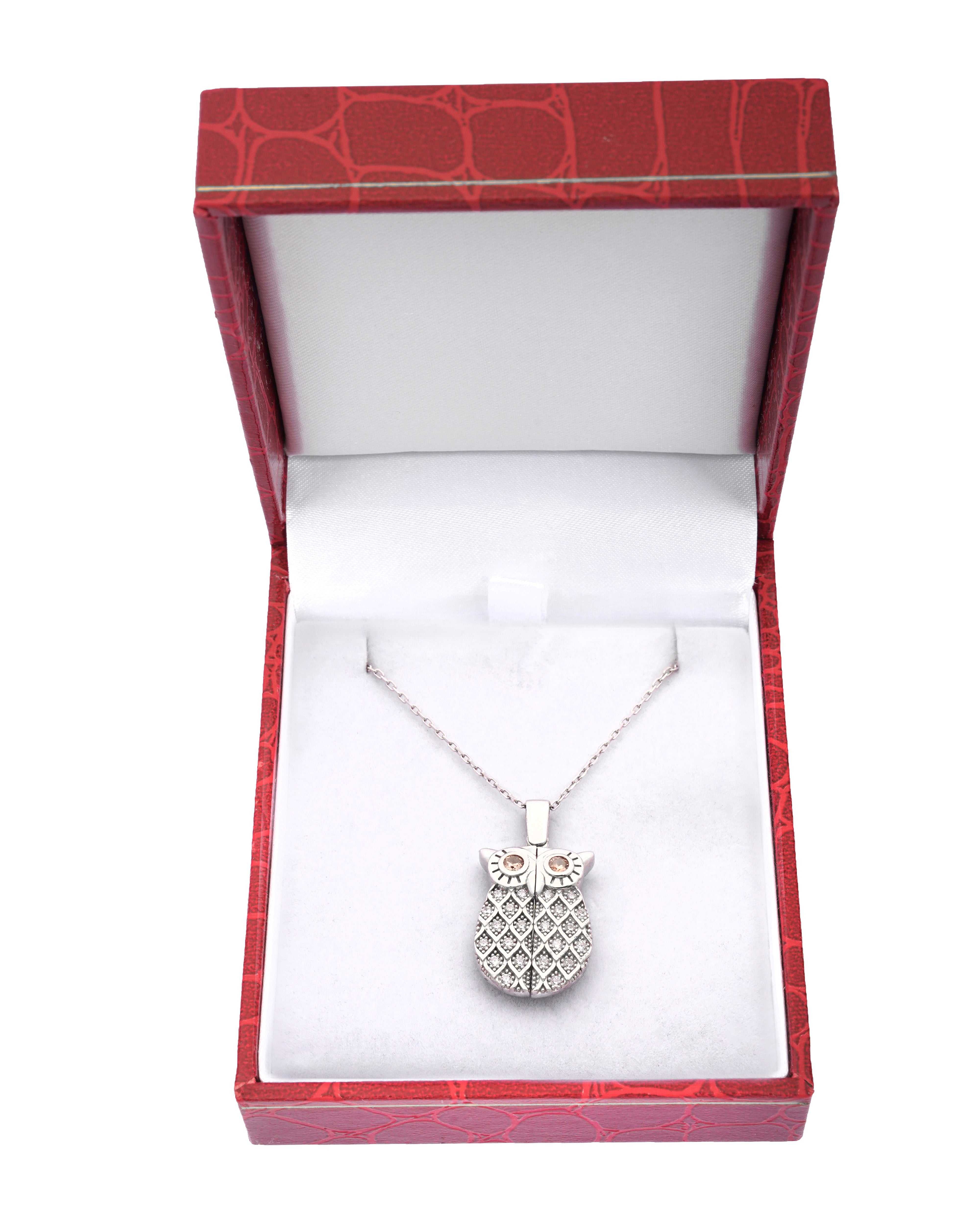 925 Silver Personalized Custom Owl Name Necklace (Silver) - Leona Jewelry