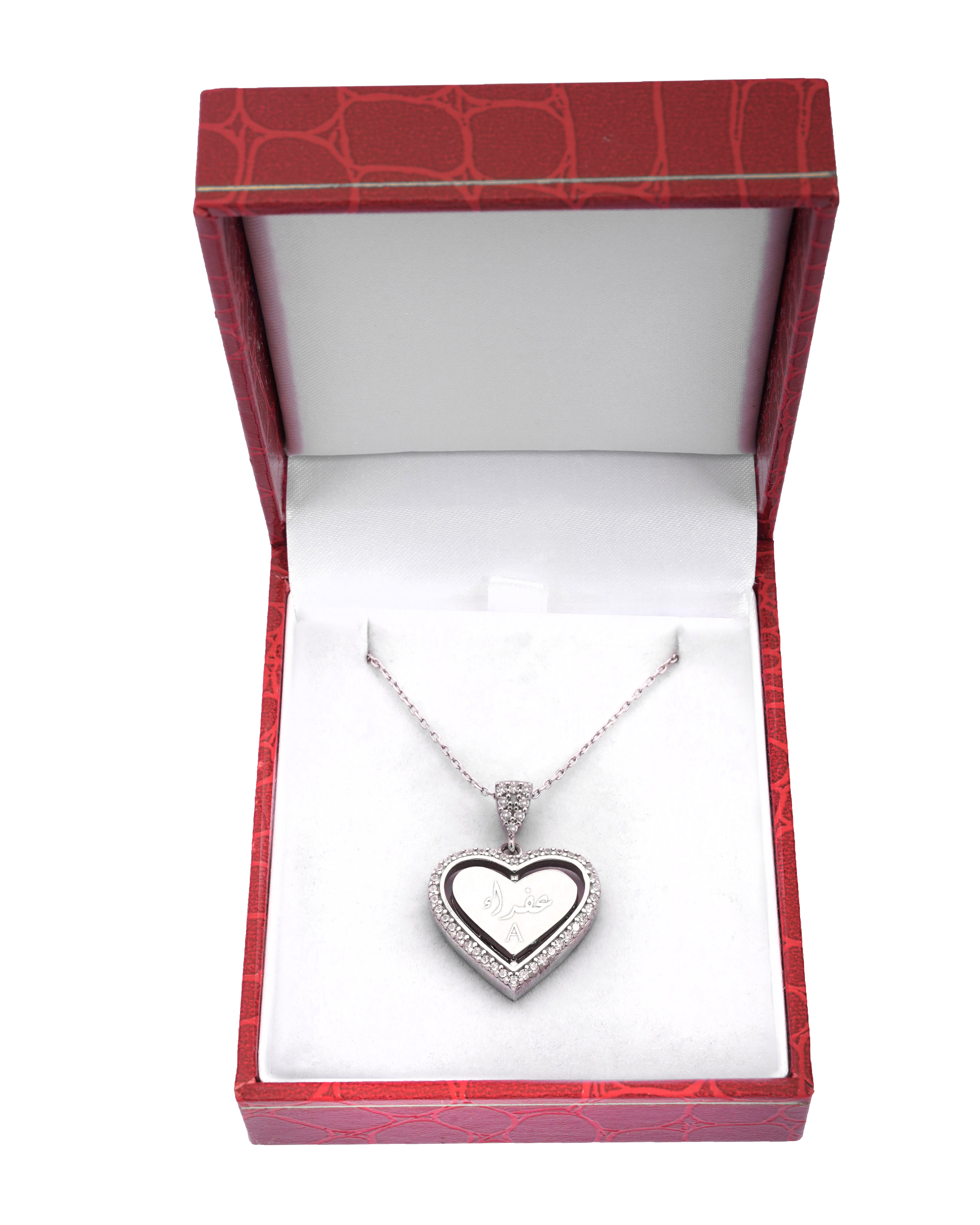 925 Silver Personalized Custom Rotating Heart Name Necklace (Silver) - Leona Jewelry