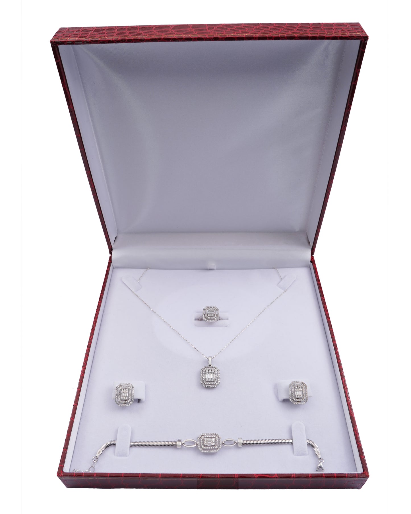 925 Silver Octagon Jewelry Set (Silver)