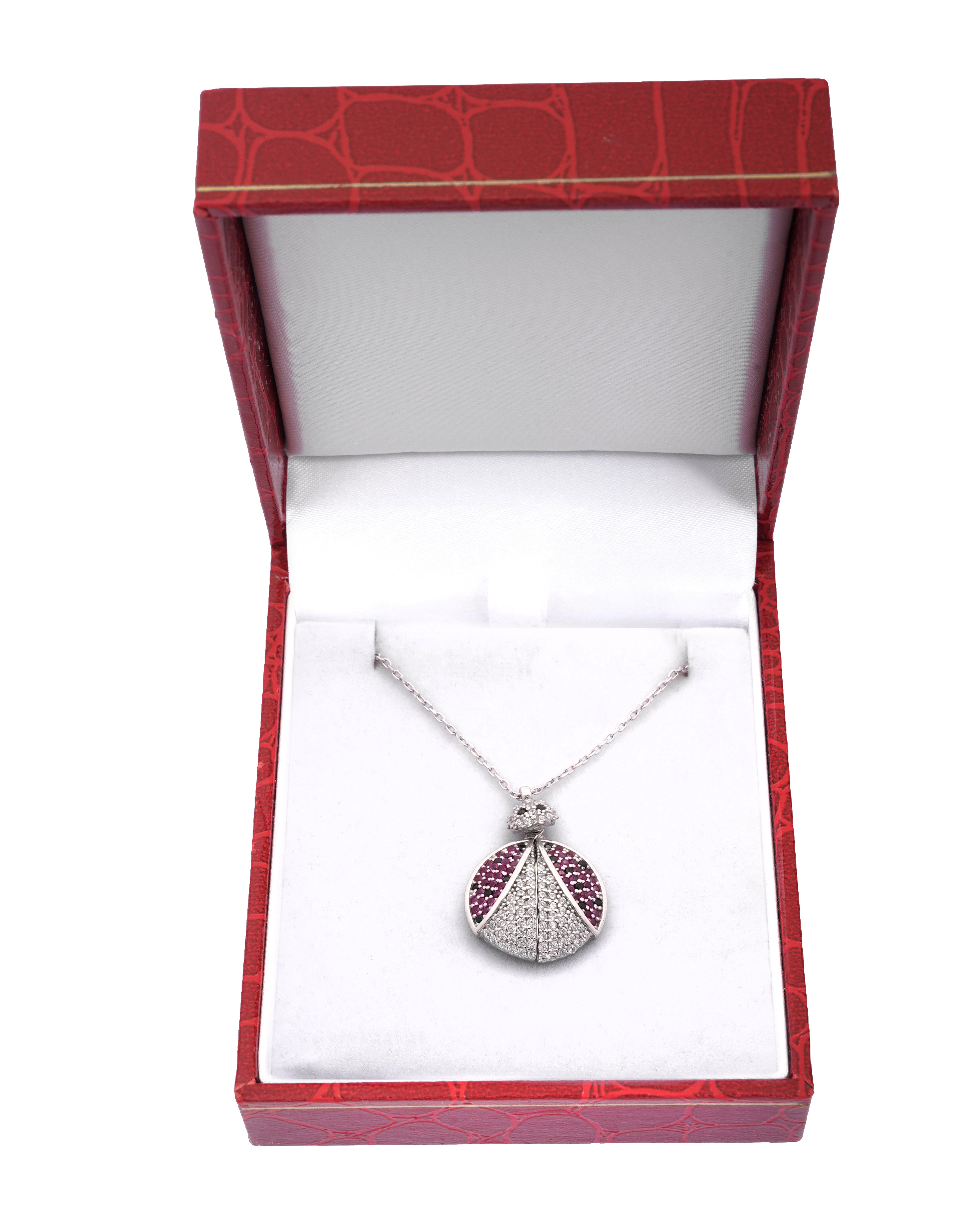 925 Silver Personalized Custom Ladybug Name Necklace (Silver) - Leona Jewelry