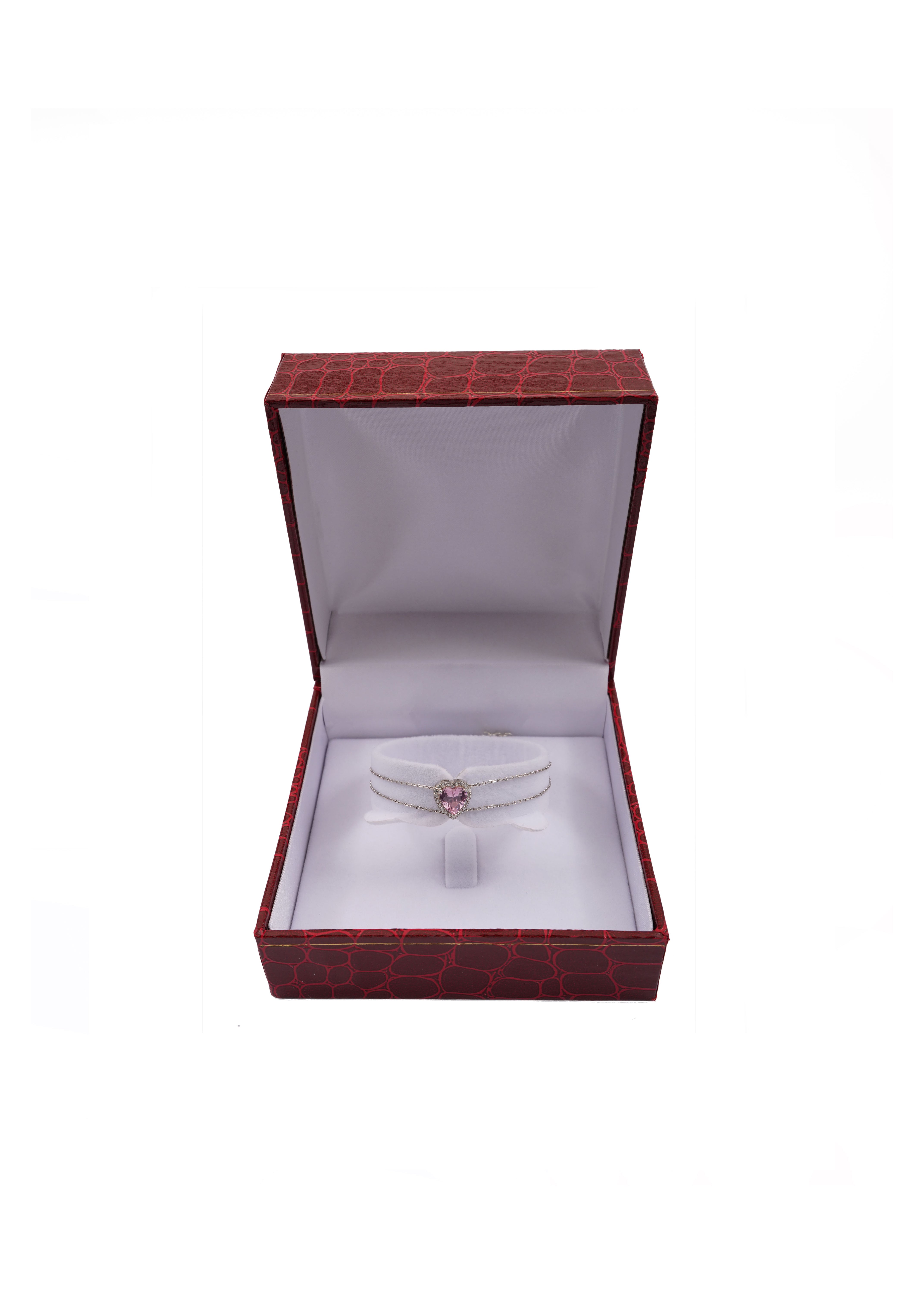 925 Silver Pink Heart Bracelet - Leona Jewelry