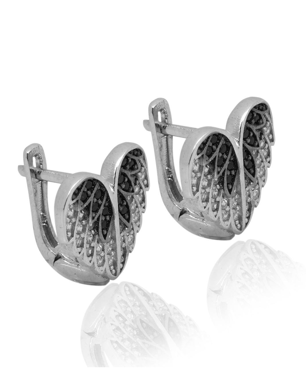 925 Silver Love Angel Wings Earrings (Silver) - Leona Jewelry