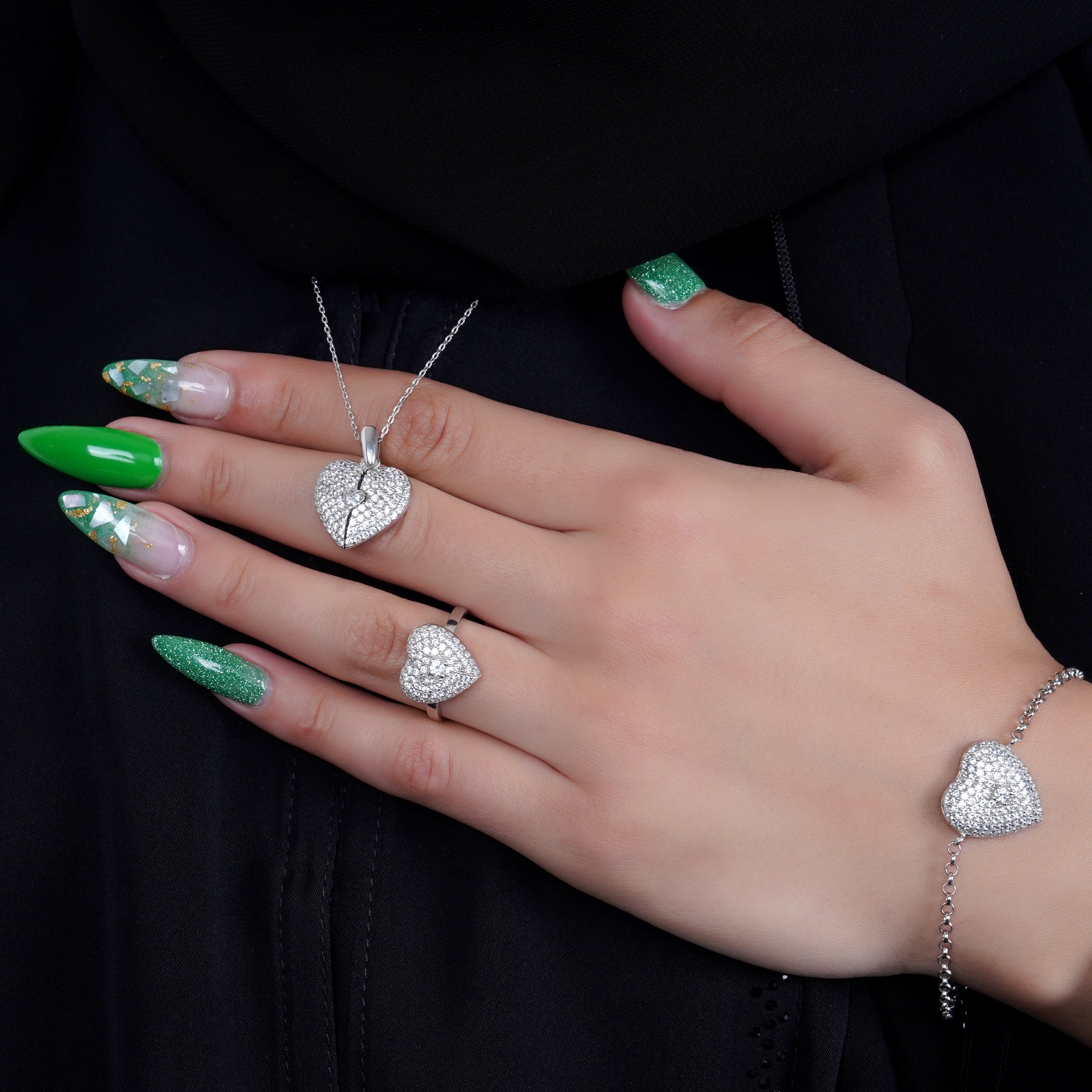 925 Silver Love Heart Bracelet (Silver) - Leona Jewelry