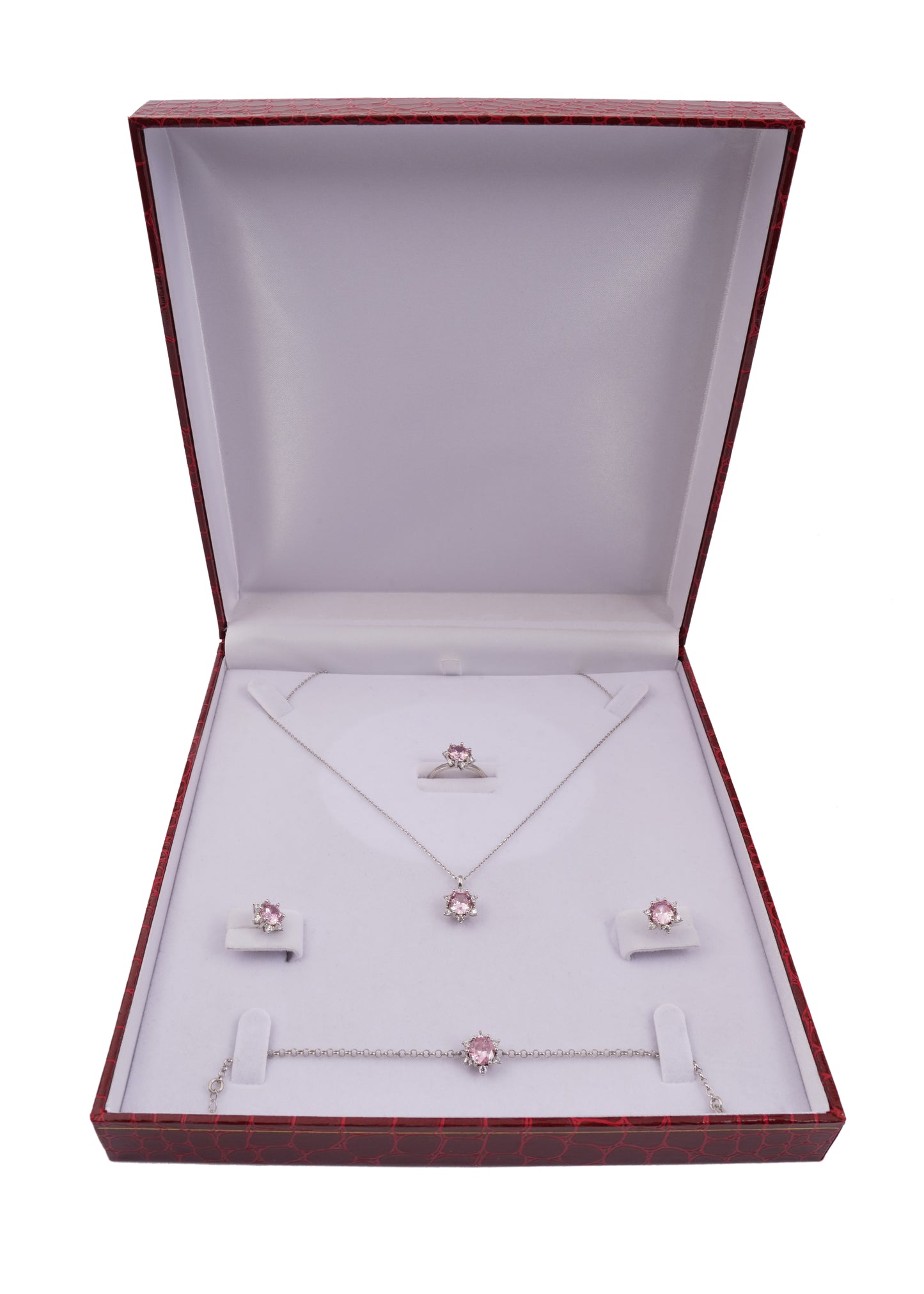 925 Silver Pink Star Jewelry Set (Silver)