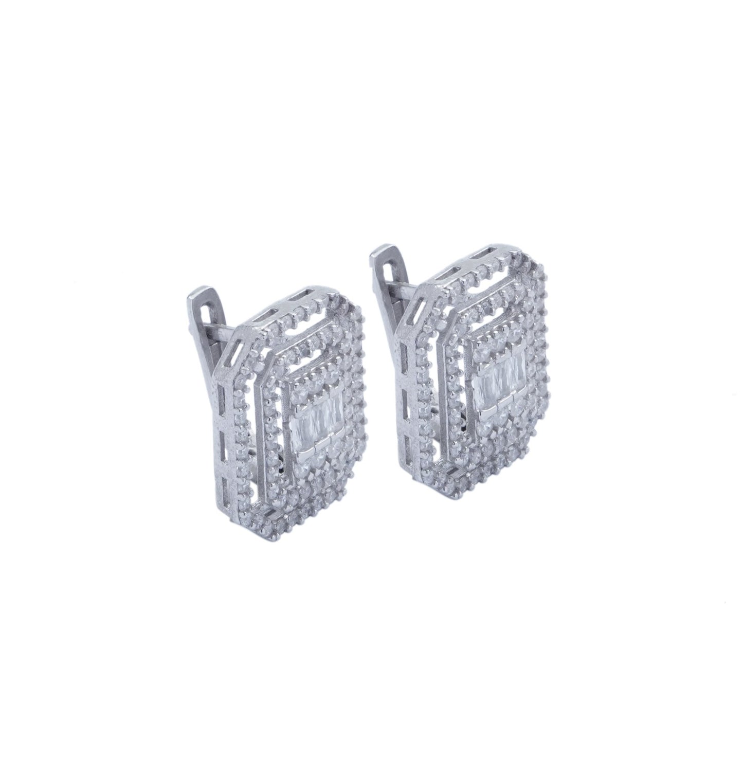 925 Silver Octagon Earrings (Silver)