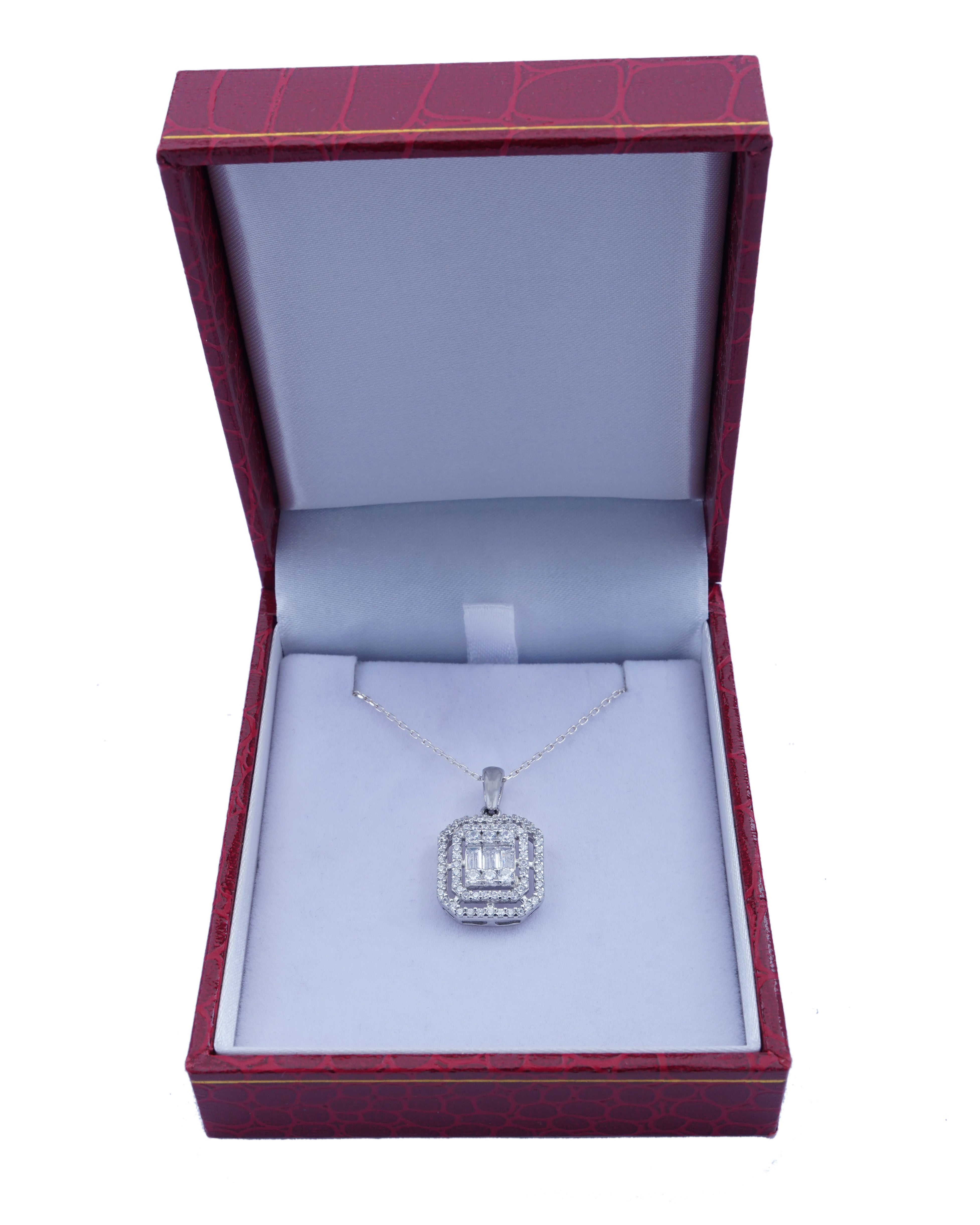 925 Silver Octagon Necklace (Silver) - Leona Jewelry