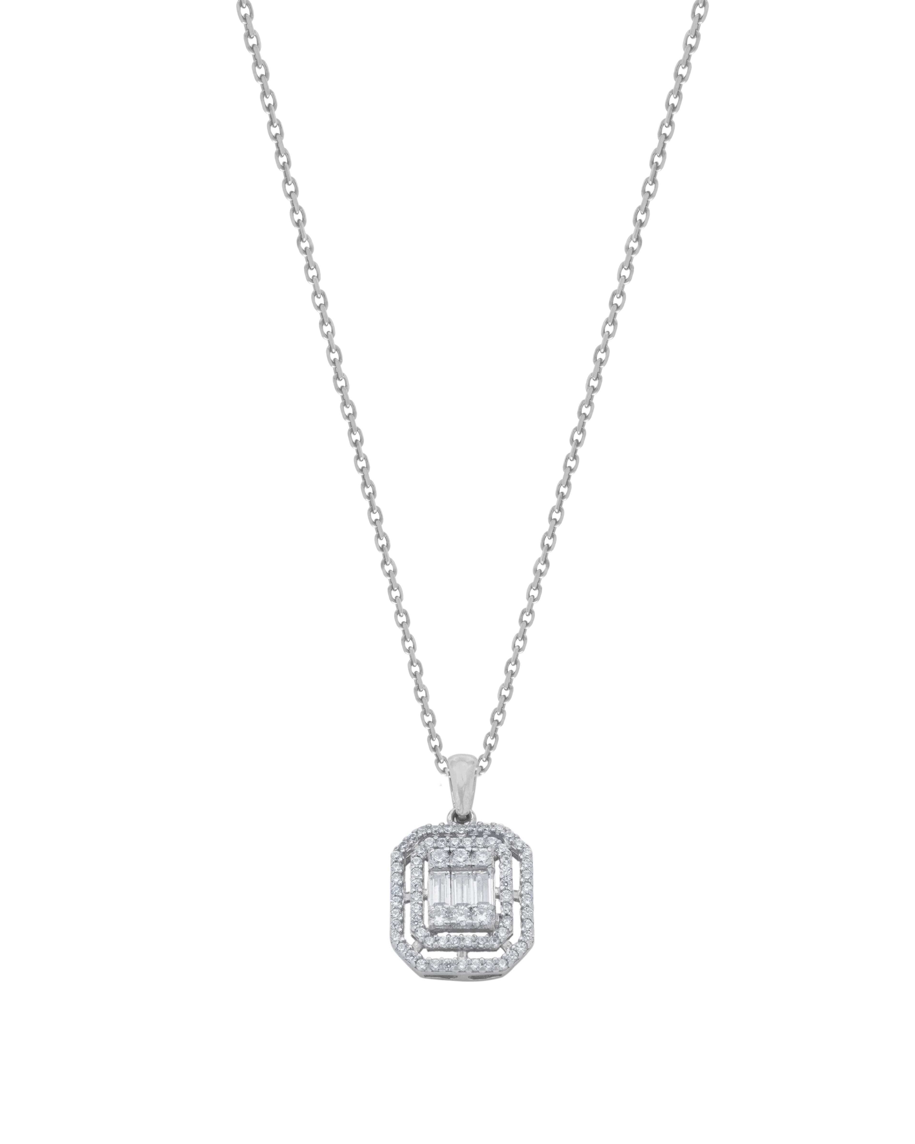 925 Silver Octagon Necklace (Silver) - Leona Jewelry