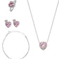 925 Silver Pink Heart Jewelry Set (Silver)