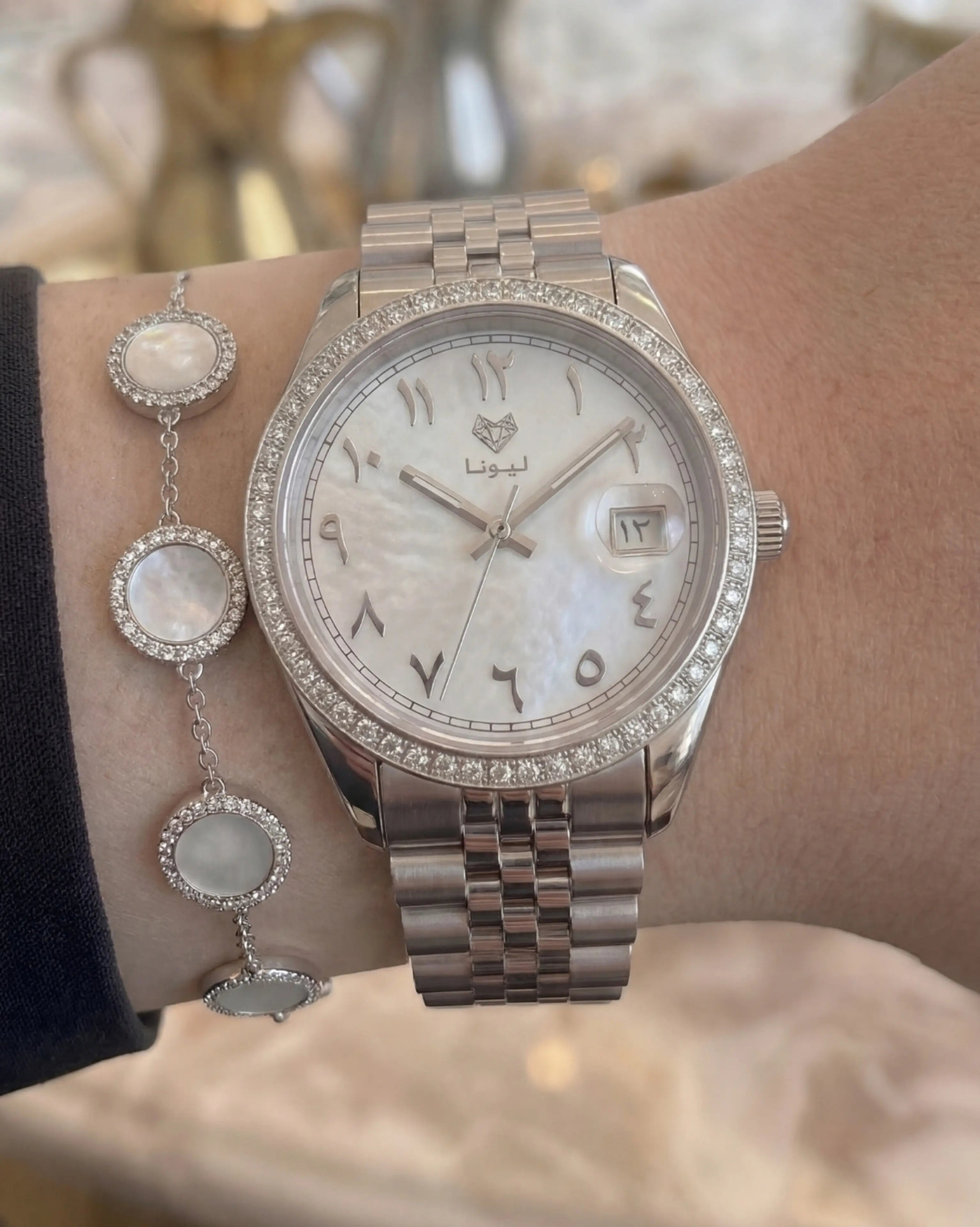 Perla White + Genuine Leather Strap