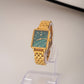 Elegance Watch Green Malachite Gold Plated