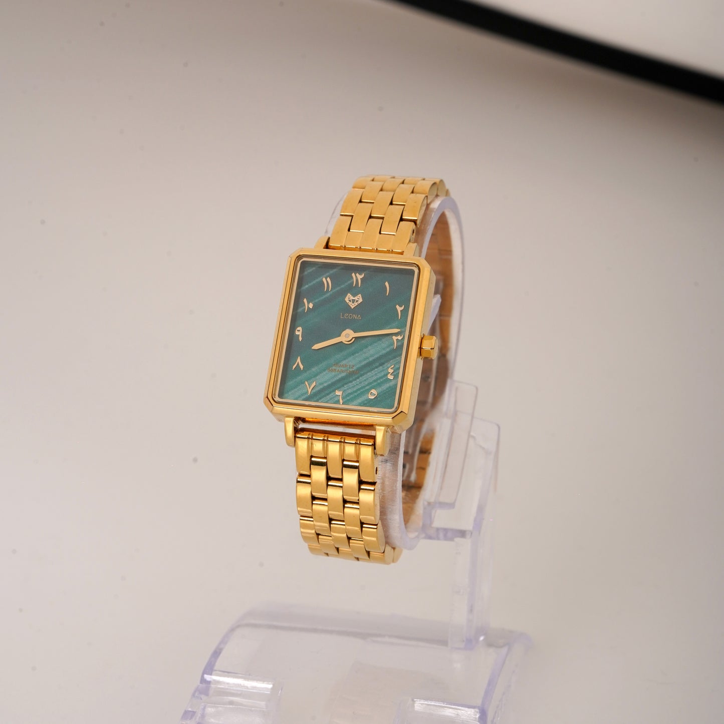 Elegance Watch Green Malachite Gold Plated