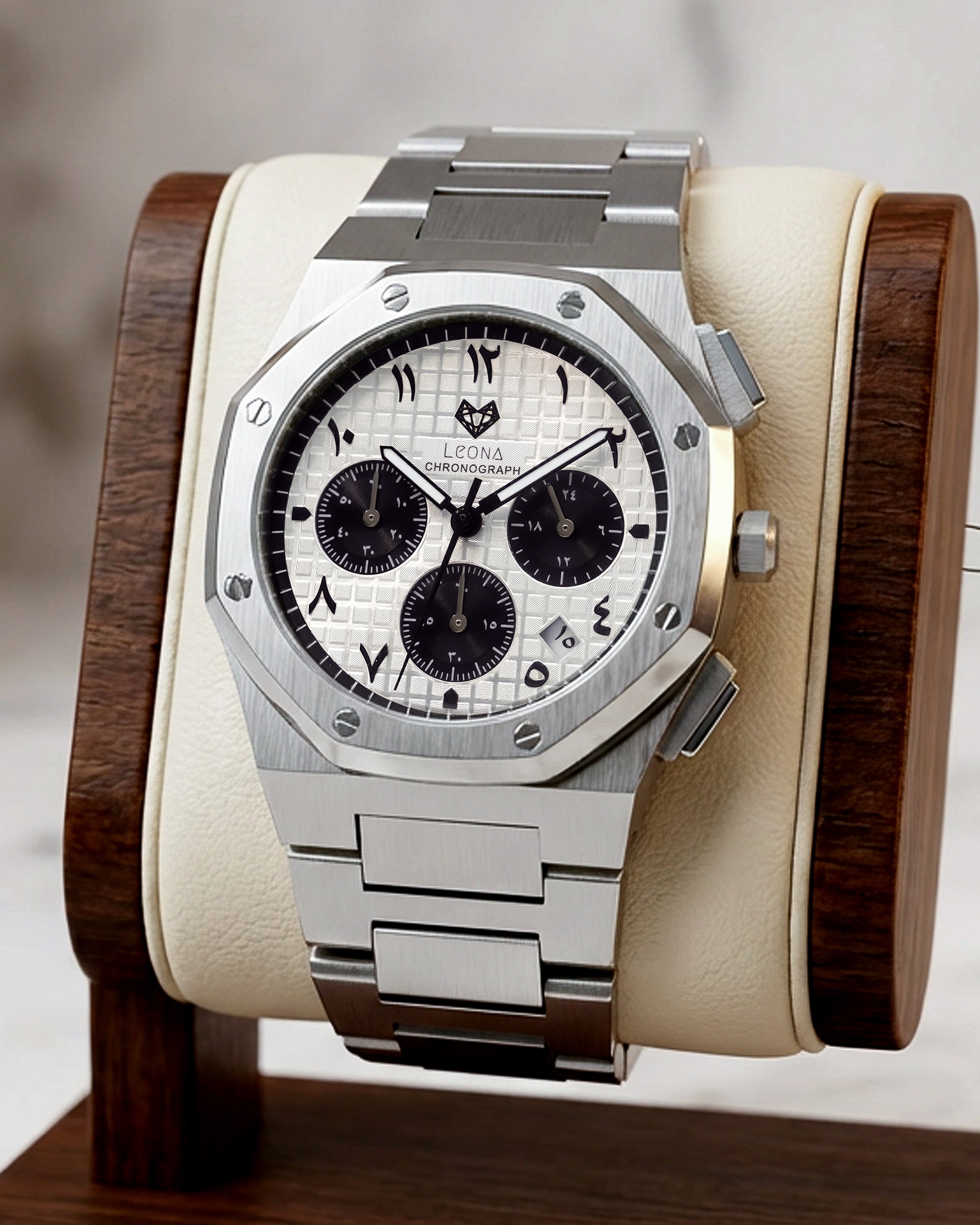 Royal Chronograph Panda - 40mm / Arabic Dial / Full 316L Steel / Japanese Movement / Waterproof