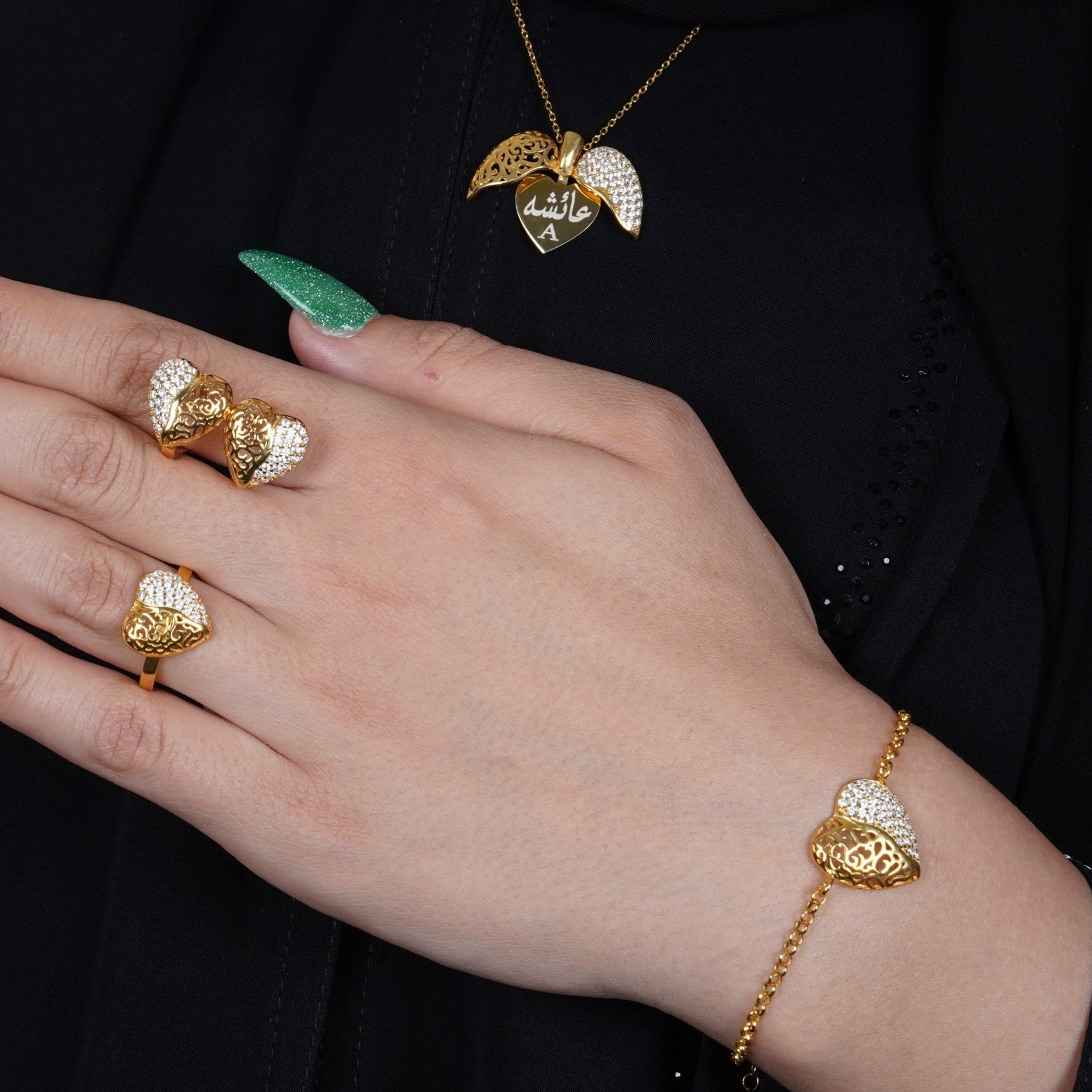 925 Silver Golden Heart Earrings - Leona Jewelry