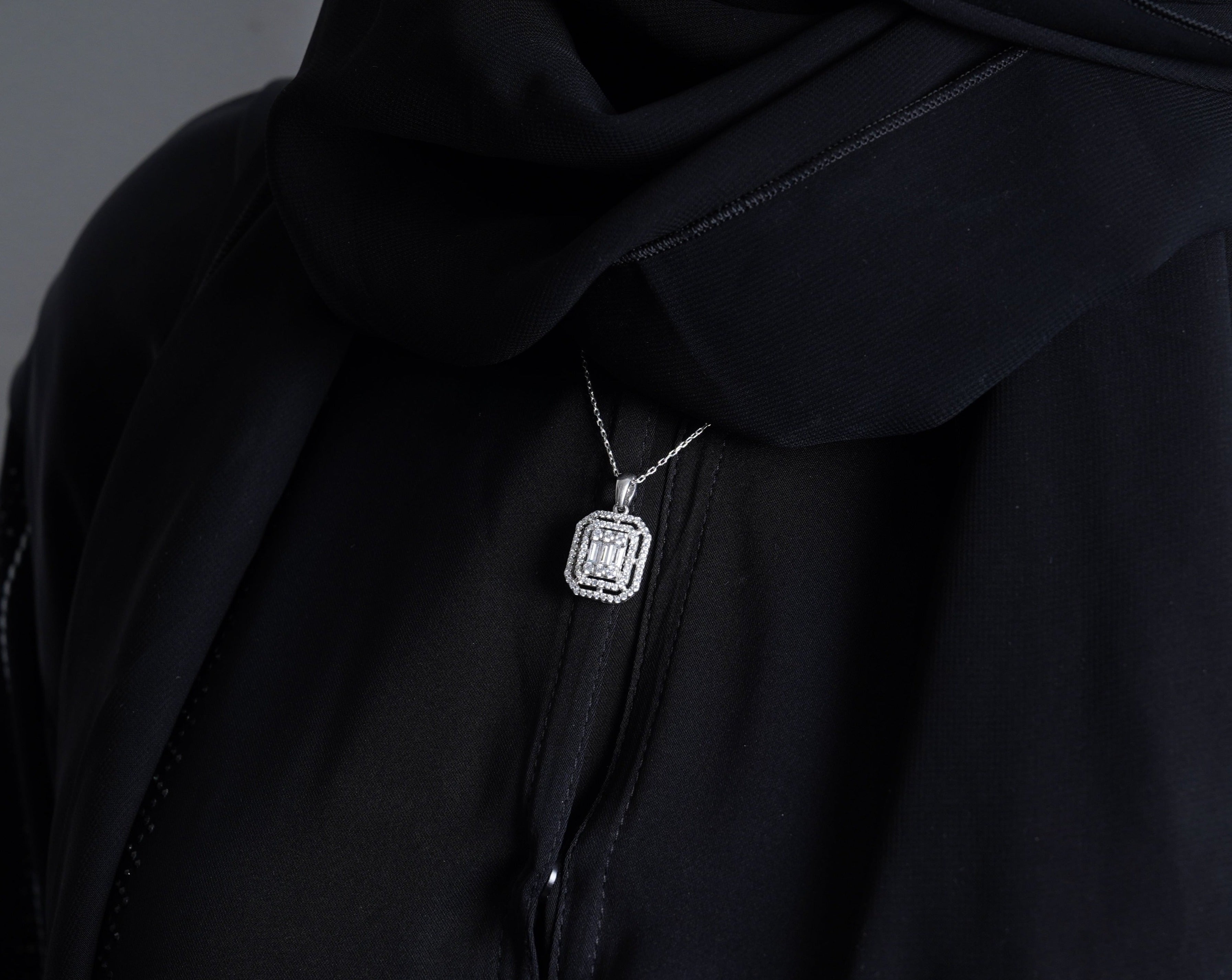 925 Silver Octagon Necklace (Silver) - Leona Jewelry