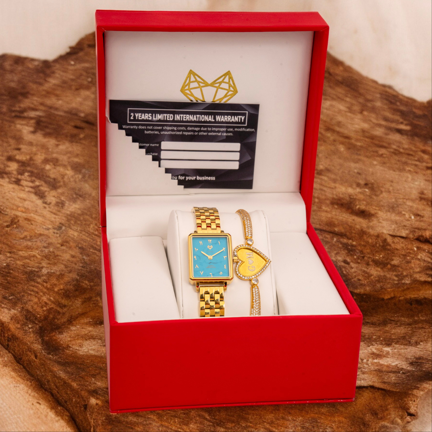 Elegance Watch Blue Turquoise Gold Plated - Leona Jewelry