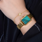 Elegance Watch Green Malachite Gold Plated