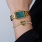 Elegance Watch Green Malachite Gold Plated