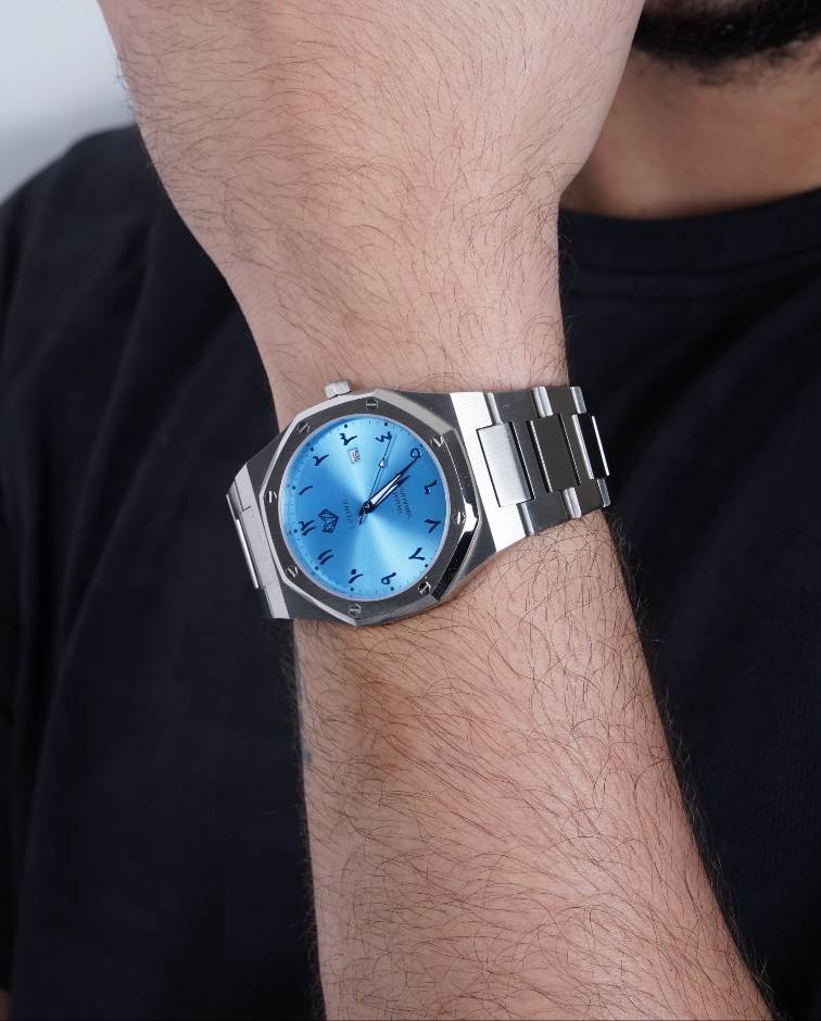 Royal Men's Watch Blue – 40mm Arabic Dial, Full Steel, Japanese Quartz ,Waterproof, Ultra Thin - Leona Jewelry