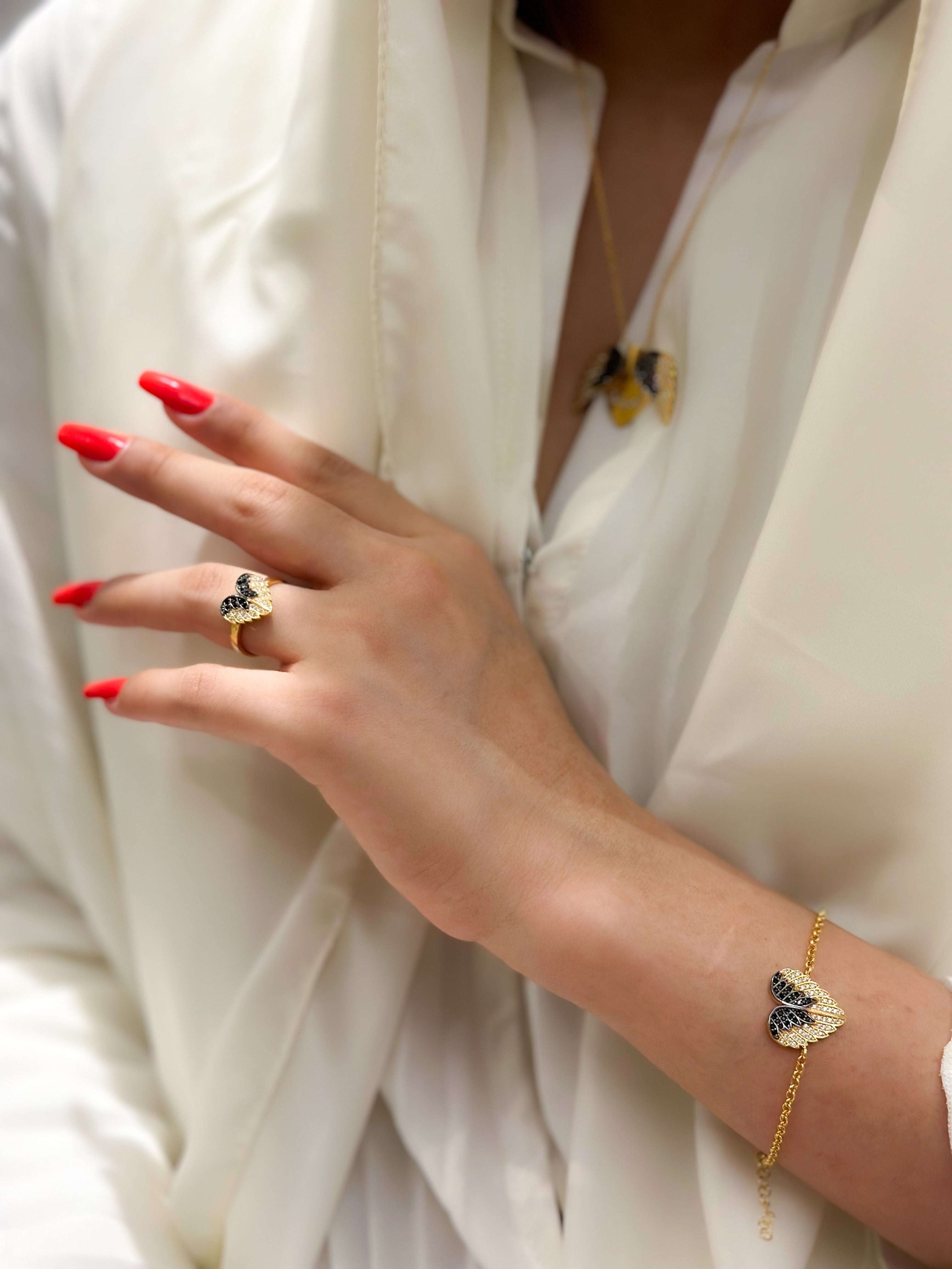 925 Silver Personalized Custom Love Angel Wings Name Jewelry Set - Leona Jewelry