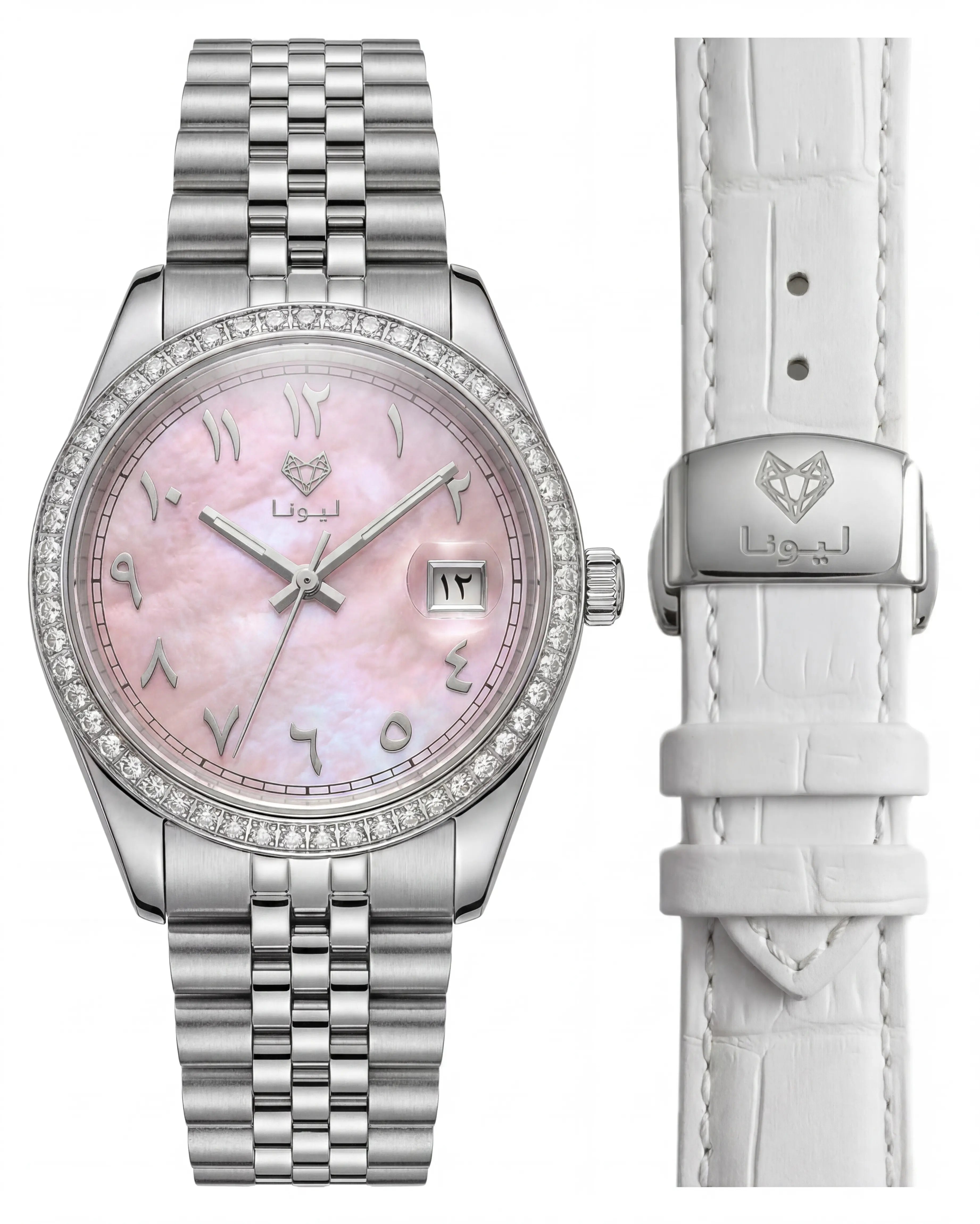 Perla Pink + Genuine Leather Strap