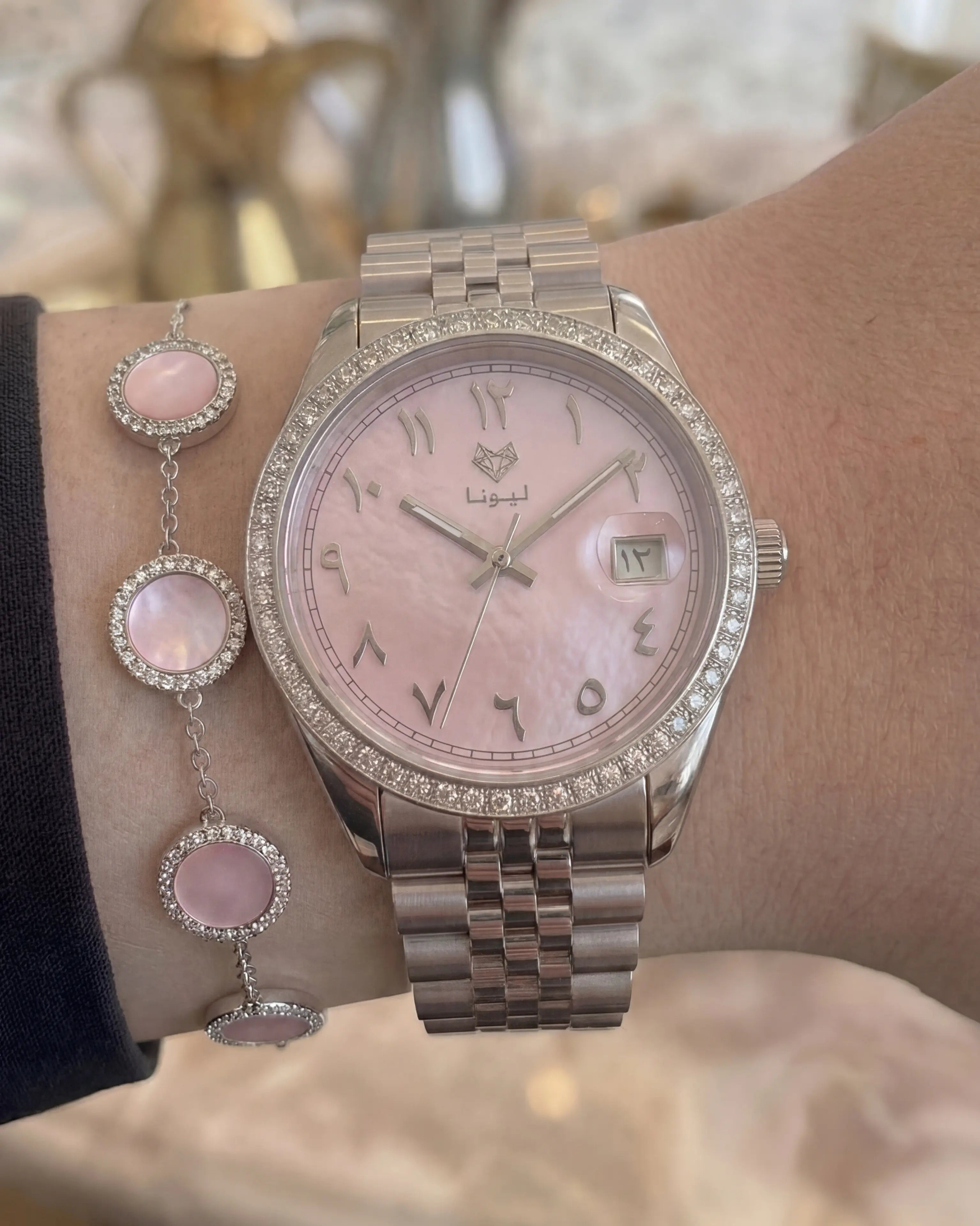 Perla Pink + Genuine Leather Strap