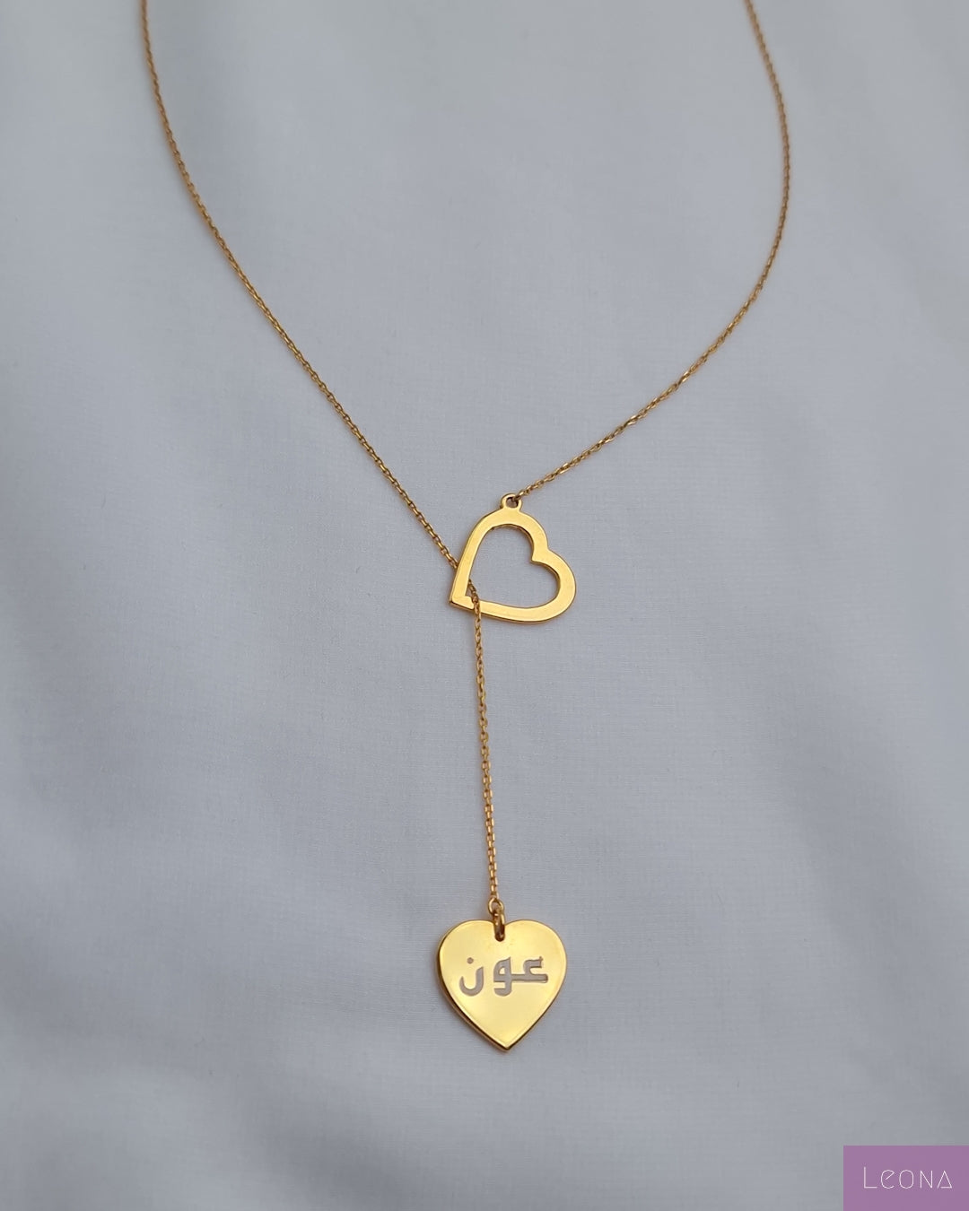 925 Silver Personalized Custom Two Heart Name Necklace - Leona Jewelry