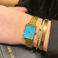 Elegance Watch Blue Turquoise Gold Plated