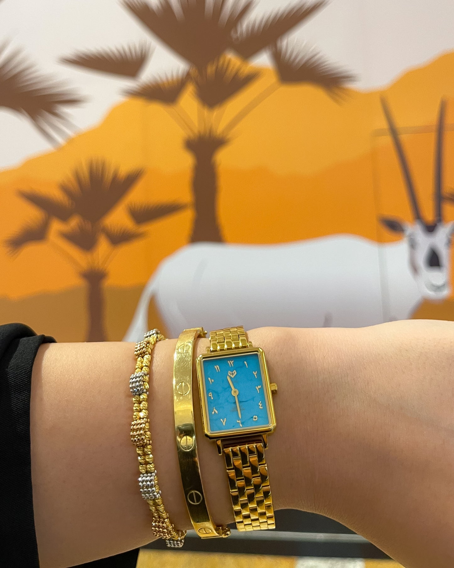 Elegance Watch Blue Turquoise Gold Plated