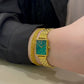 Elegance Watch Green Malachite Gold Plated