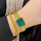 Elegance Watch Green Malachite Gold Plated